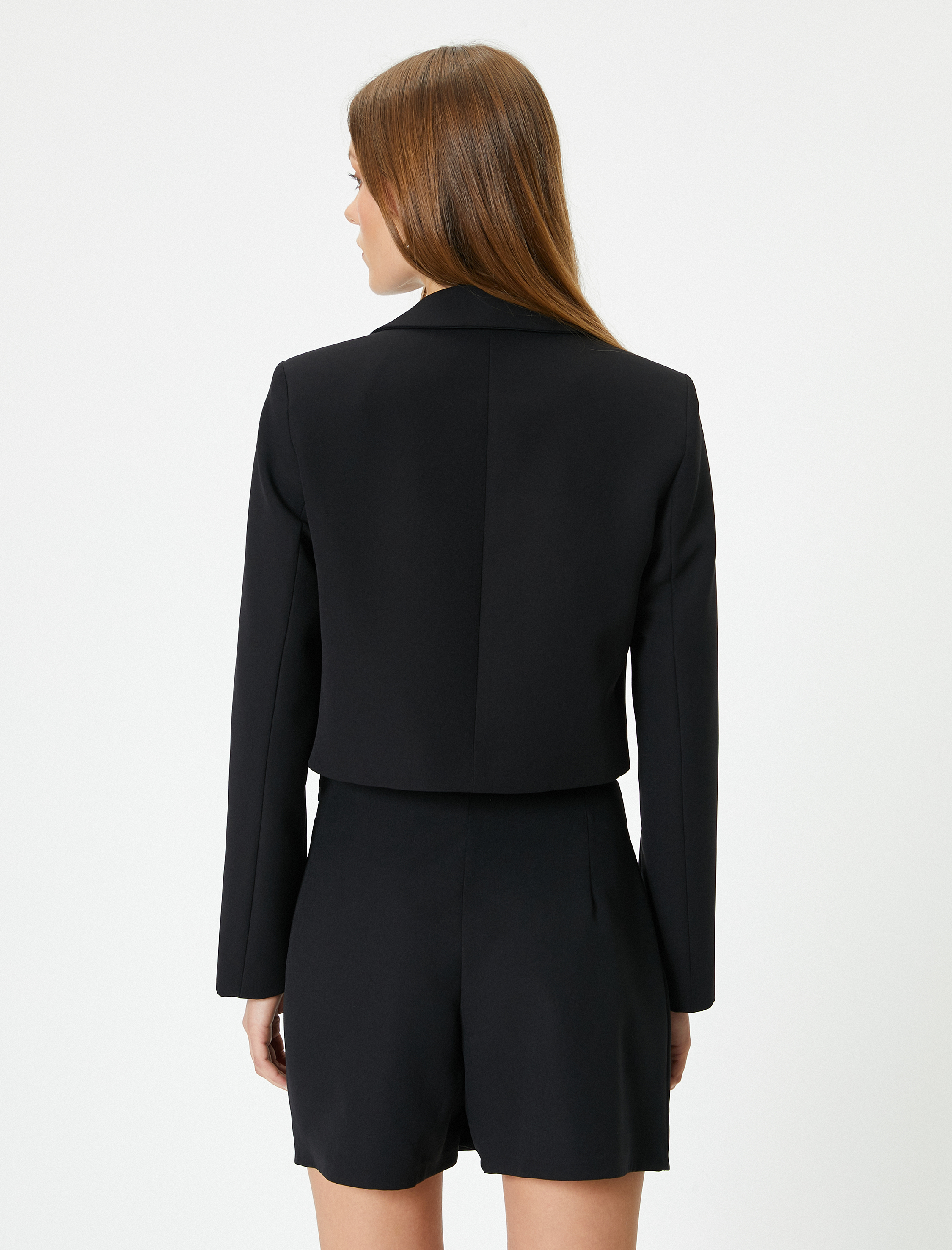 Kısa Blazer Ceket Tek Düğmeli