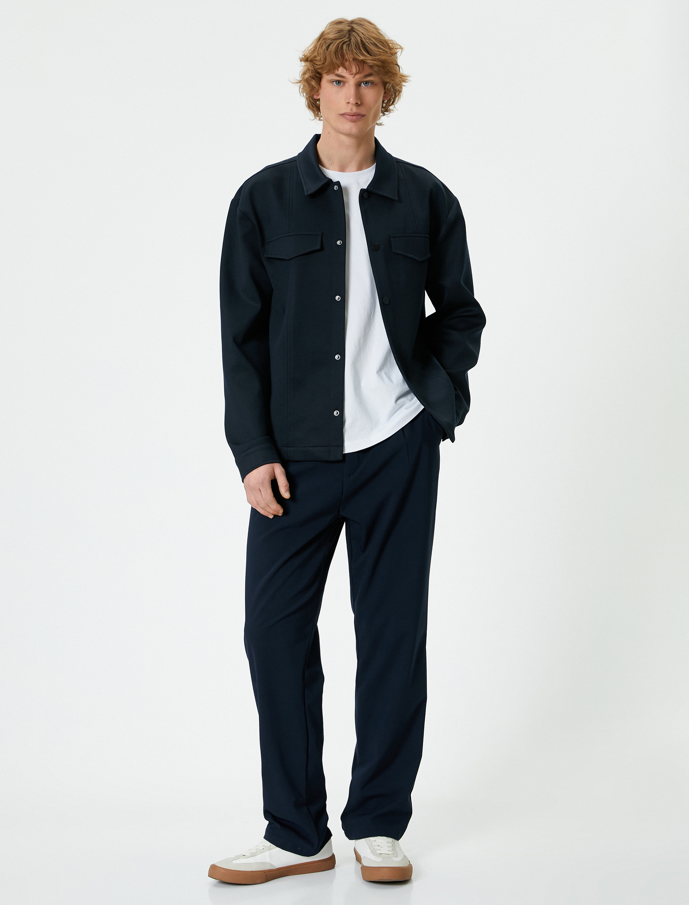   Gömlek Ceket Cep Detaylı Çıtçıt Düğmeli Klasik Yaka