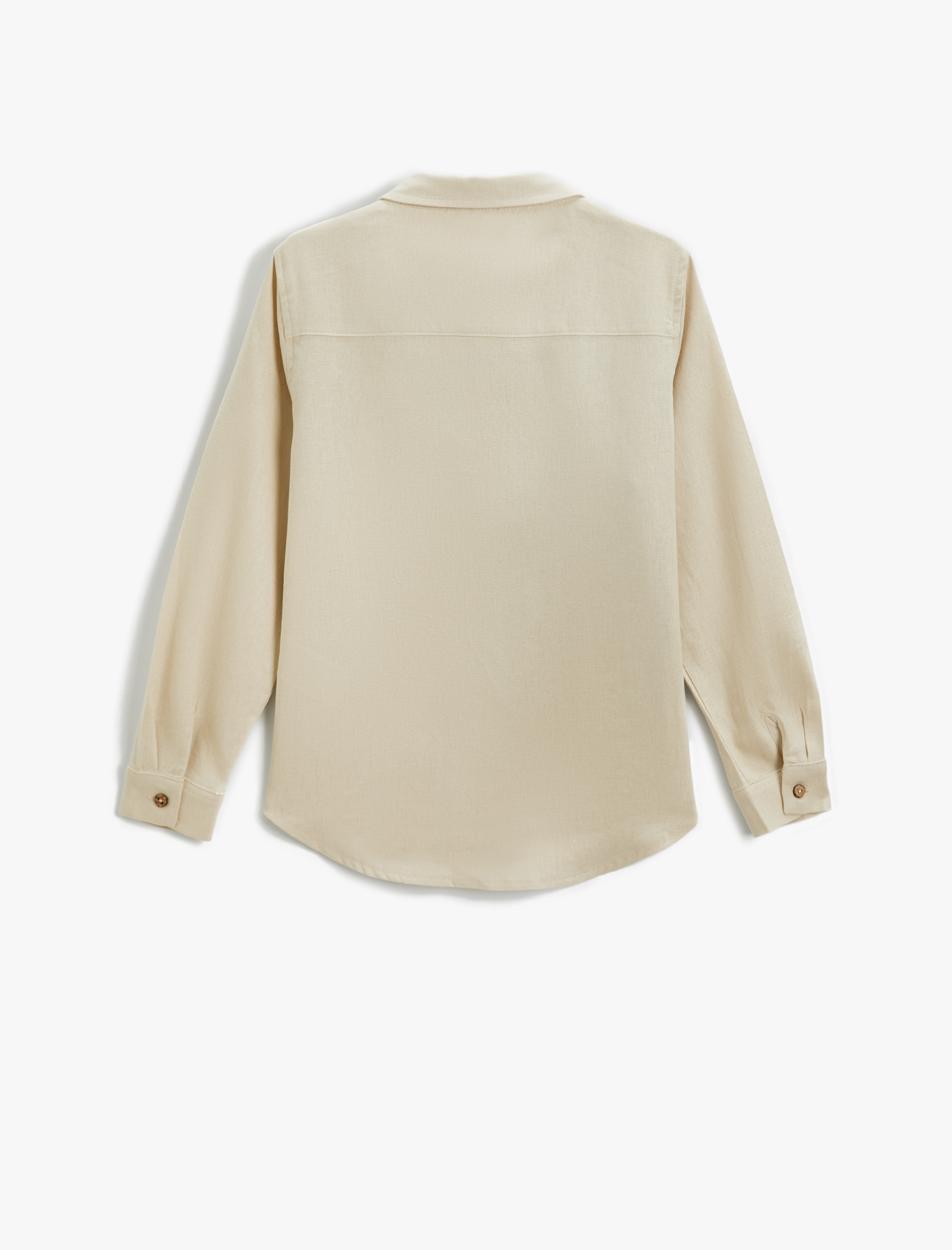  Erkek Çocuk Basic Gömlek Keten Karışımlı Uzun Kollu Tek Cep Detaylı