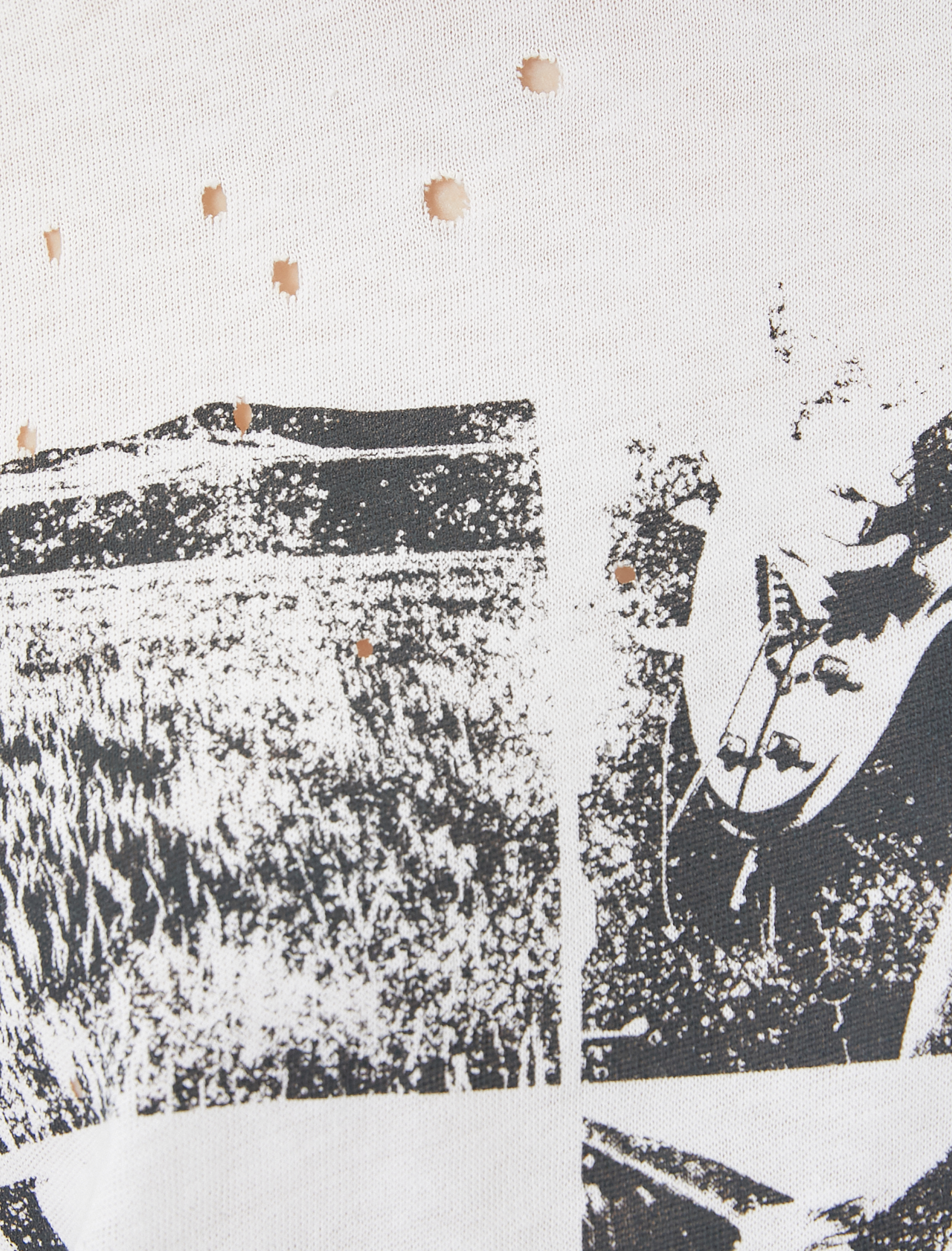   Yırtık Tişört Baskılı Kısa Kollu Bisiklet Yaka Pamuklu Rahat Kalıp