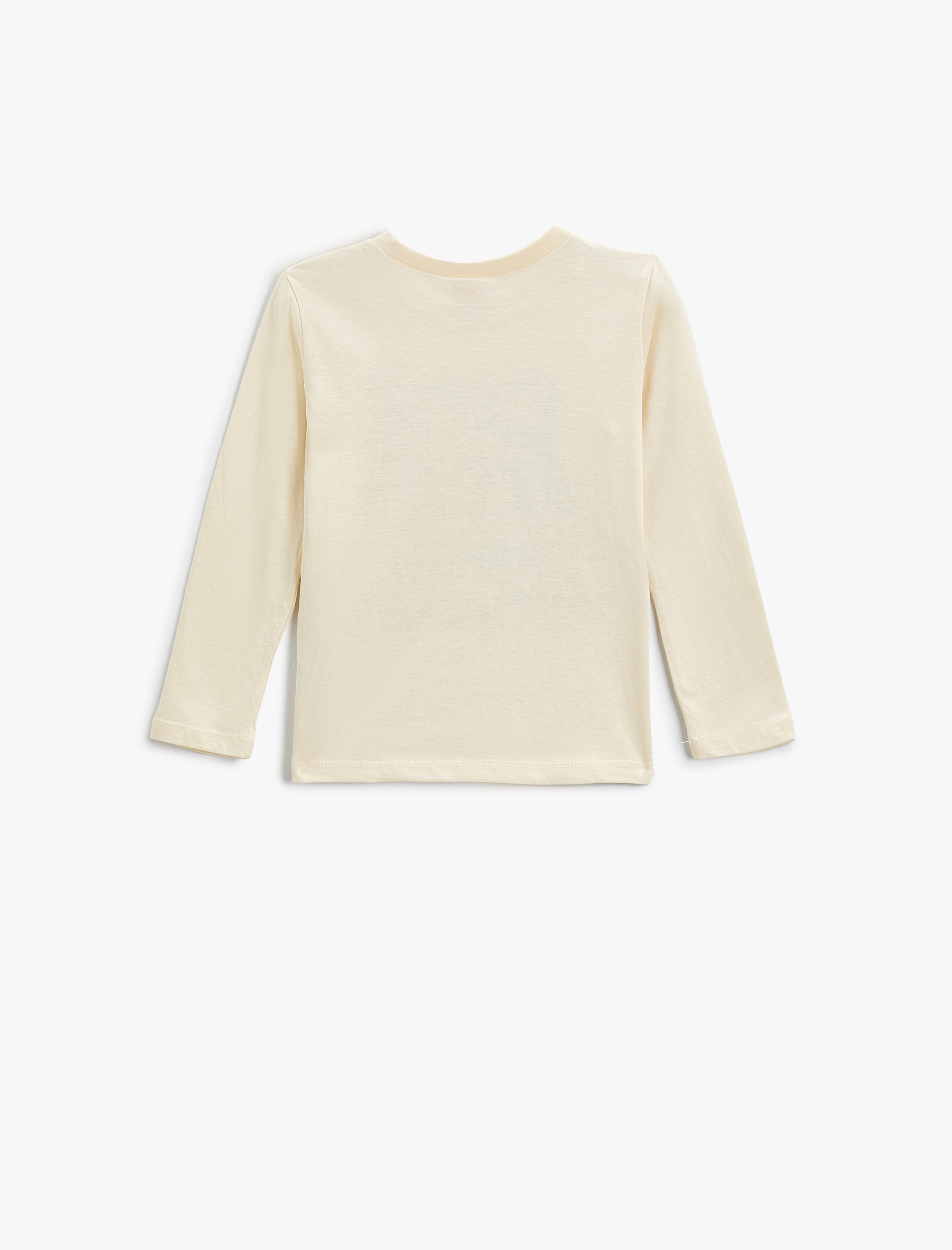  Kız Bebek Tişört Uzun Kollu Kedi Baskılı Bisiklet Yaka Pamuklu