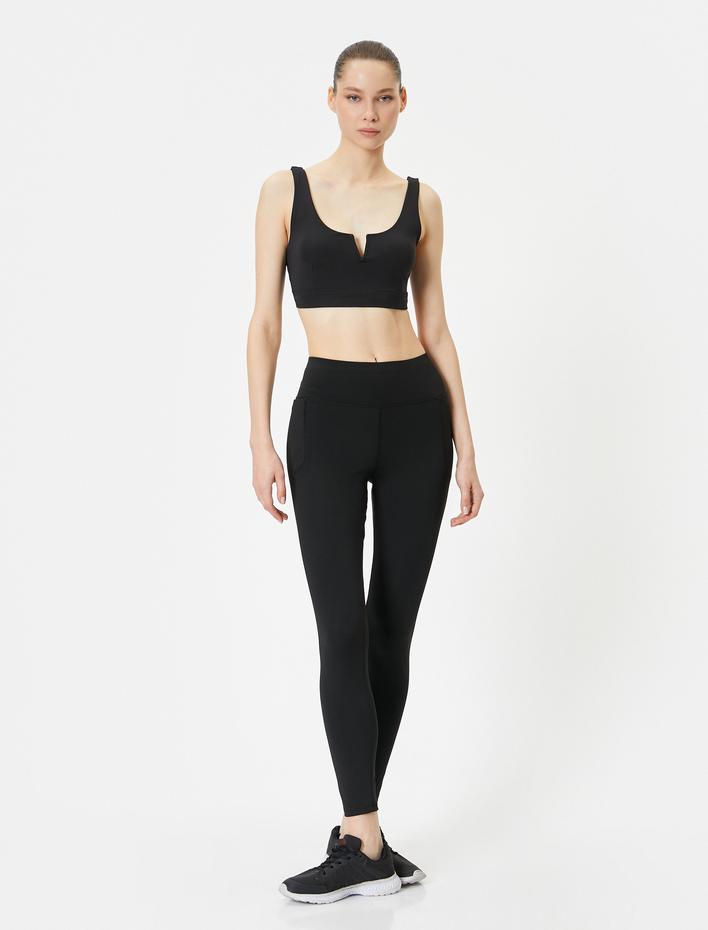  Sporcu Taytı Yüksek Bel Cepli Slim Fit