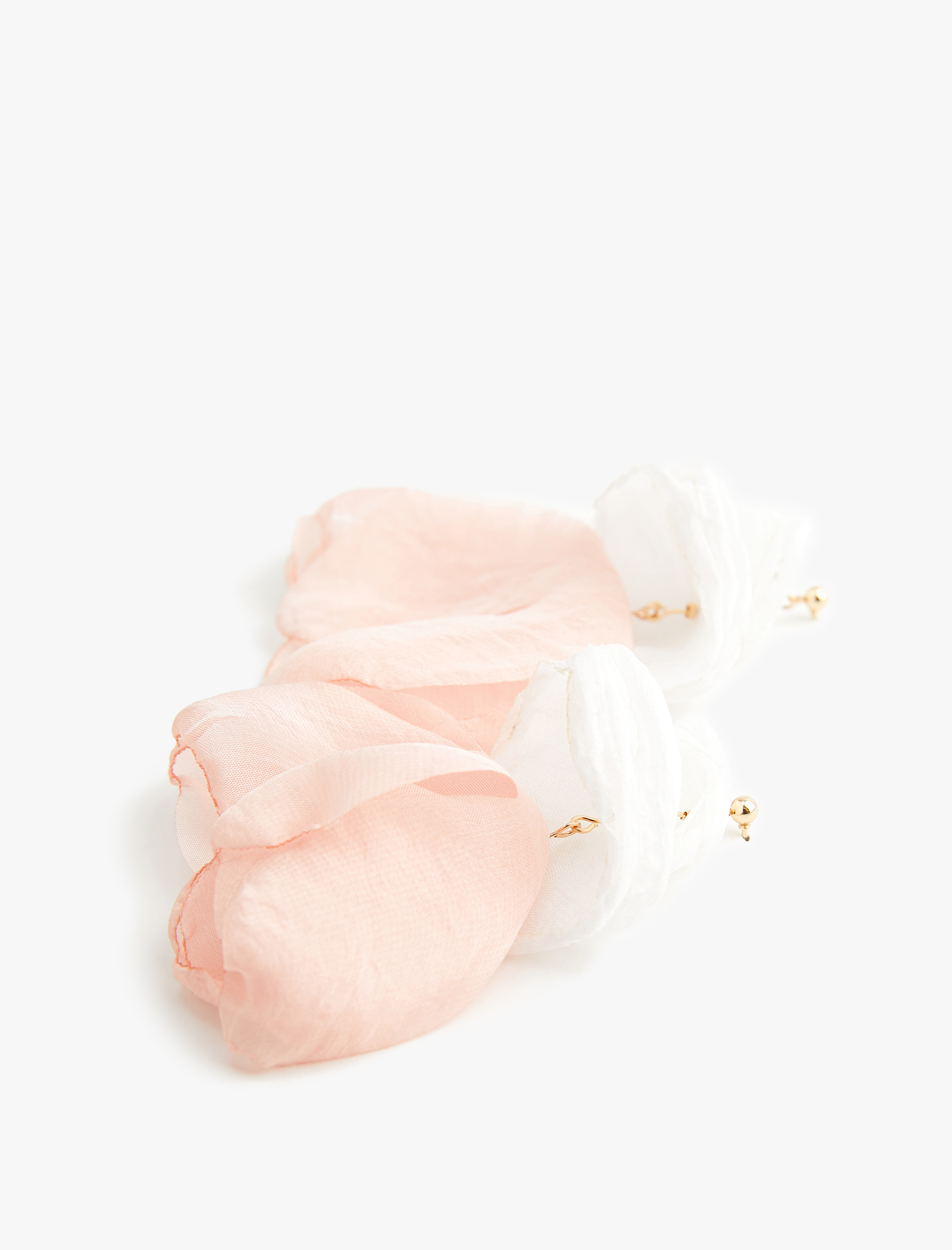  Kadın Çiçekli Tül Küpe Büyük Boy