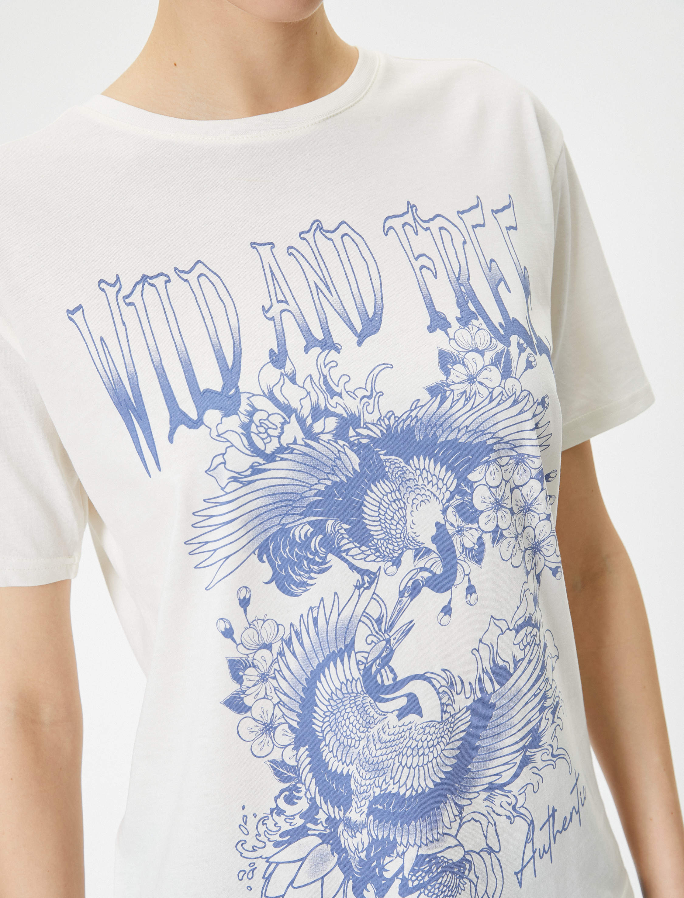   Kısa Kollu Tişört Baskılı Bisiklet Yaka Pamuklu Rahat Kalıp