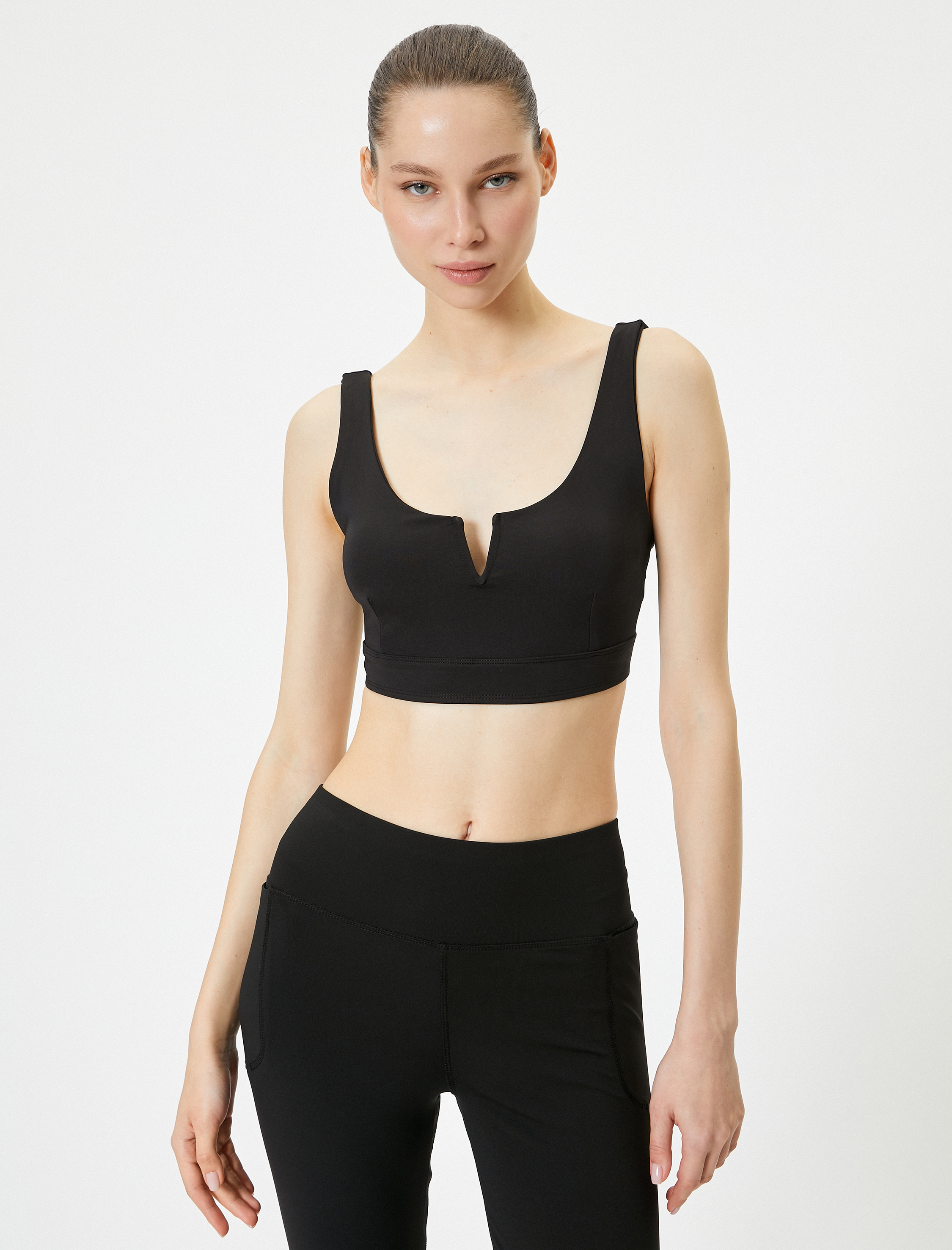 Sporcu Sütyeni Kaplı Kalın Askılı Kesik Yaka Slim Fit