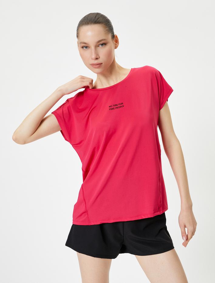  Spor Tişört Kısa Kollu Bisiklet Yaka Rahat Kalıp Baskılı