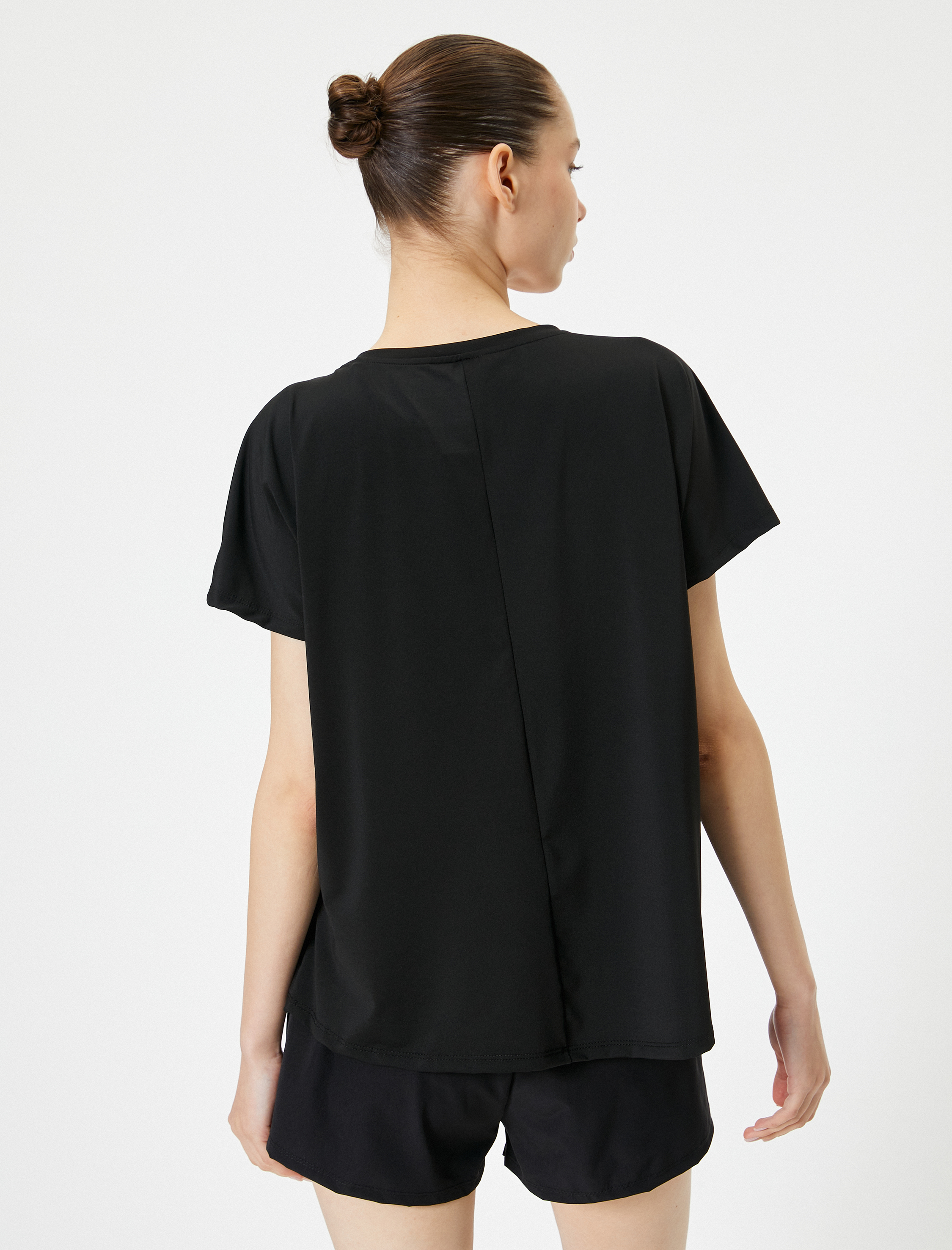   Spor Tişört Kısa Kollu Bisiklet Yaka Rahat Kalıp Baskılı