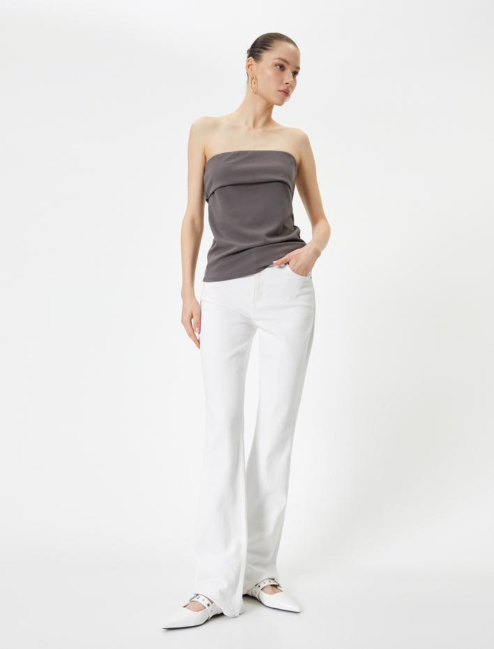  Straplez Atlet Kat Detaylı Krep Scuba Kumaş Slim Fit