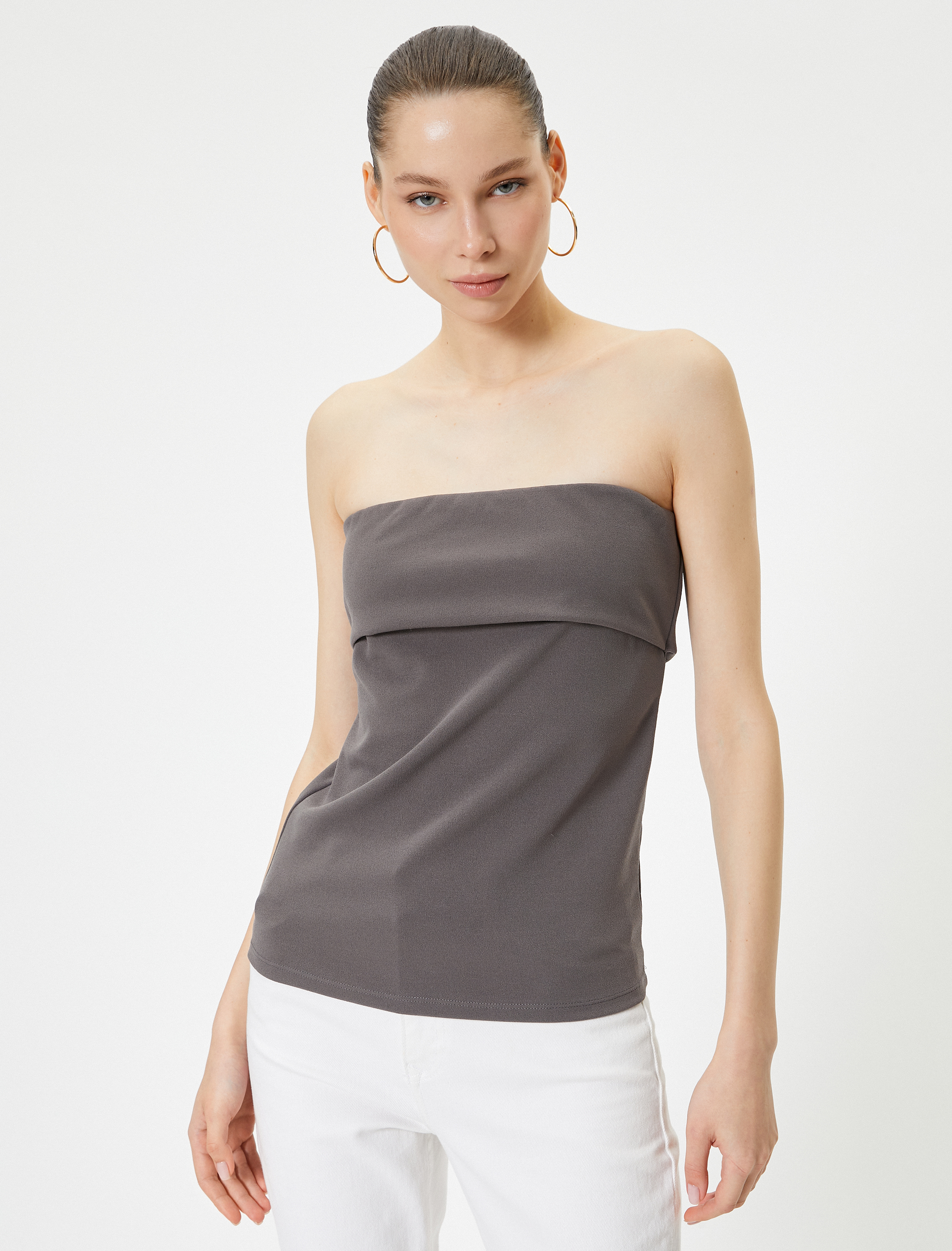   Straplez Atlet Kat Detaylı Krep Scuba Kumaş Slim Fit