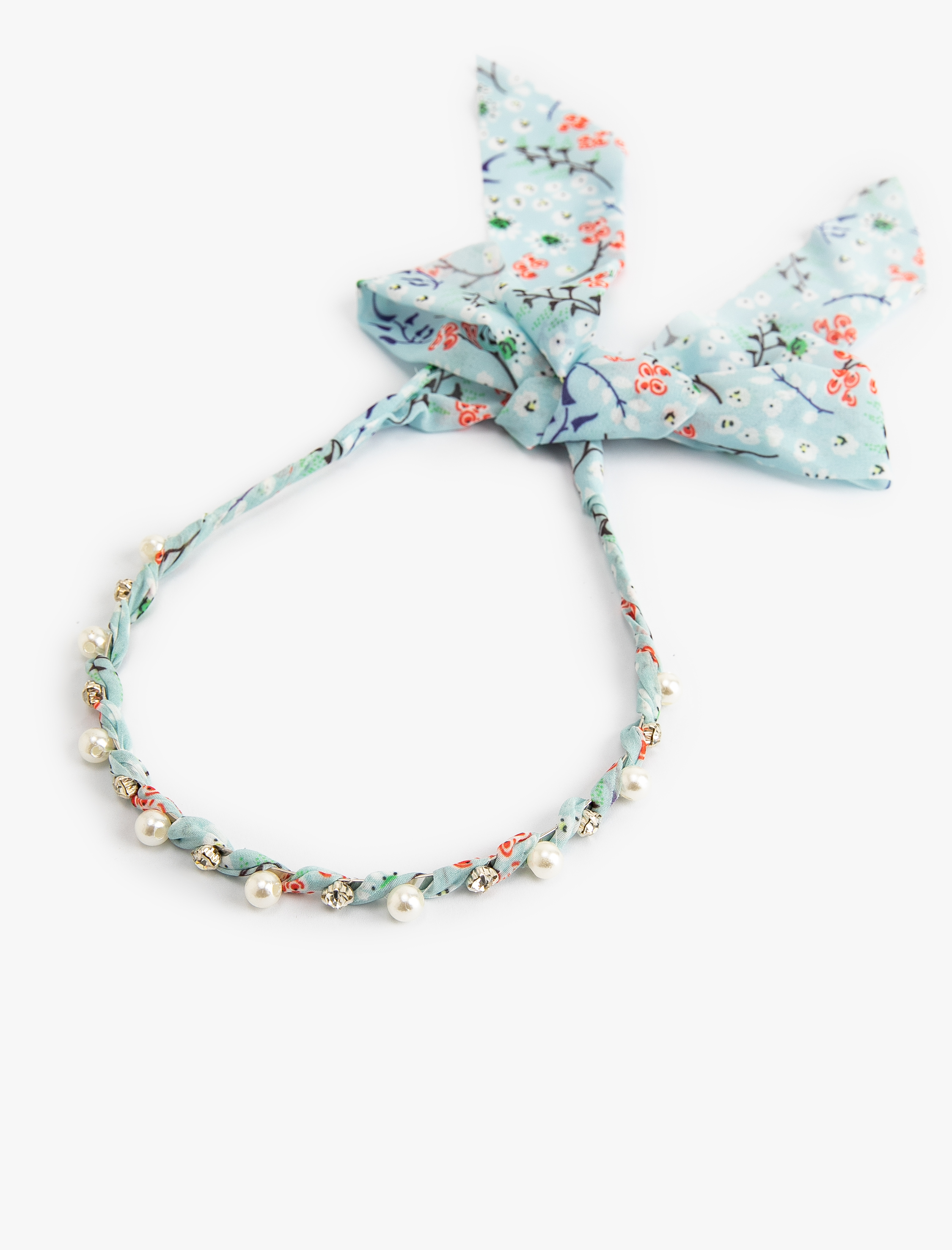  Kadın İncili Boncuklu Fiyonk Detaylı Bağlamalı Taç