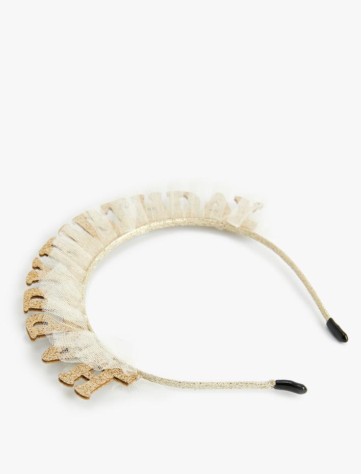 Kız Çocuk Happy Birthday Aplikeli Tül Detaylı Taç