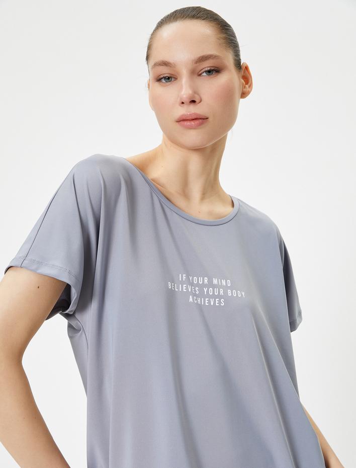  Spor Tişört Kısa Kollu Bisiklet Yaka Rahat Kalıp Baskılı