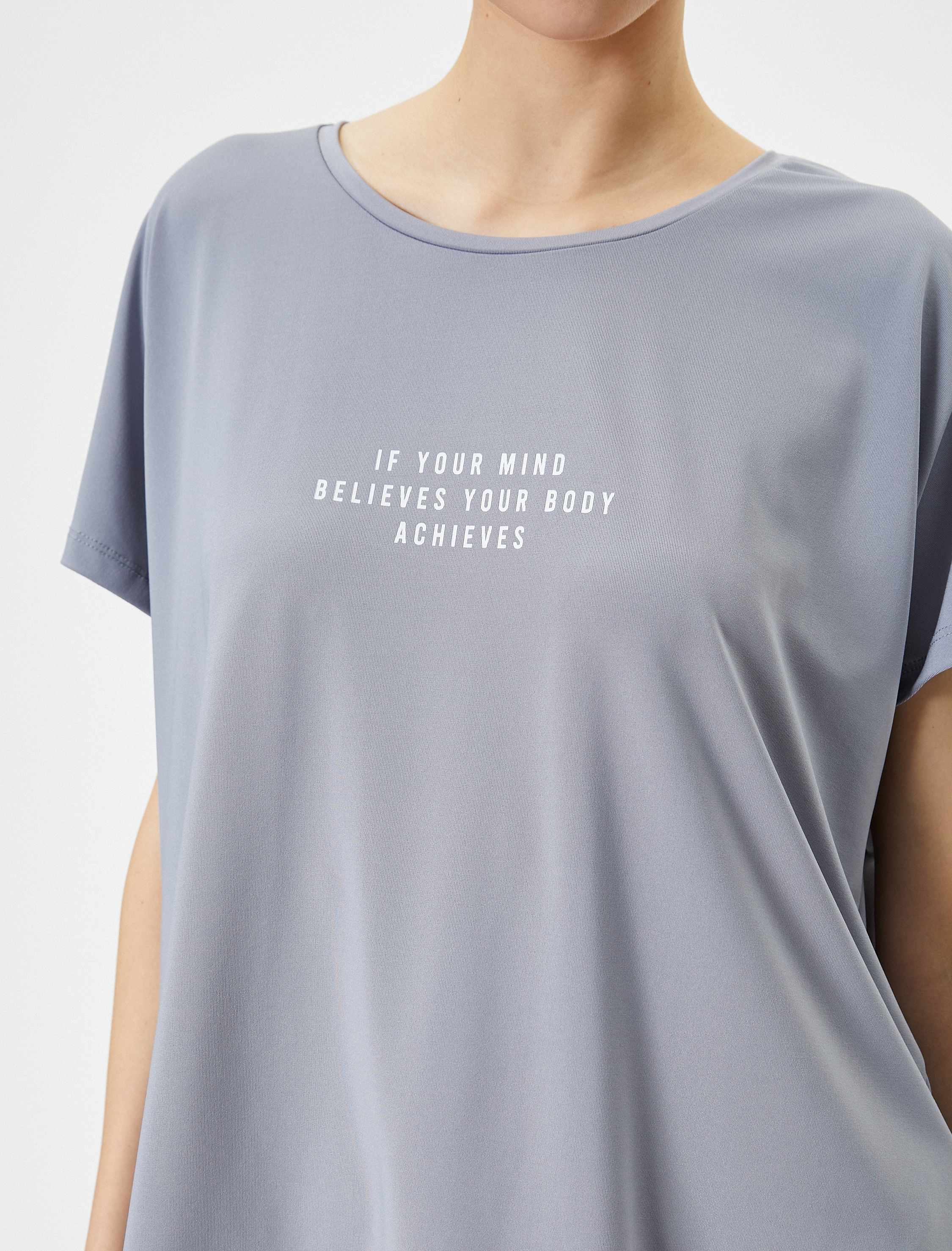   Spor Tişört Kısa Kollu Bisiklet Yaka Rahat Kalıp Baskılı