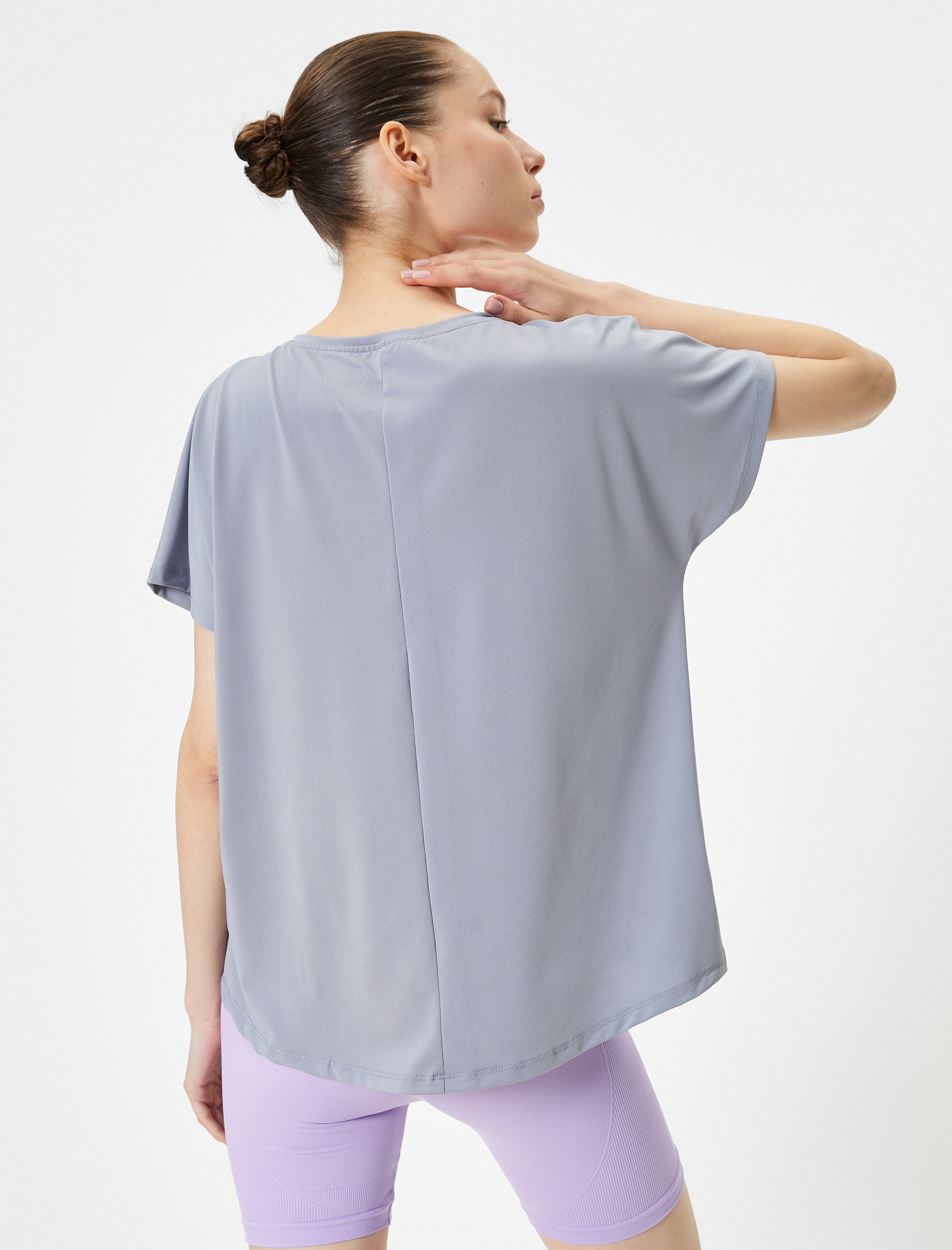   Spor Tişört Kısa Kollu Bisiklet Yaka Rahat Kalıp Baskılı