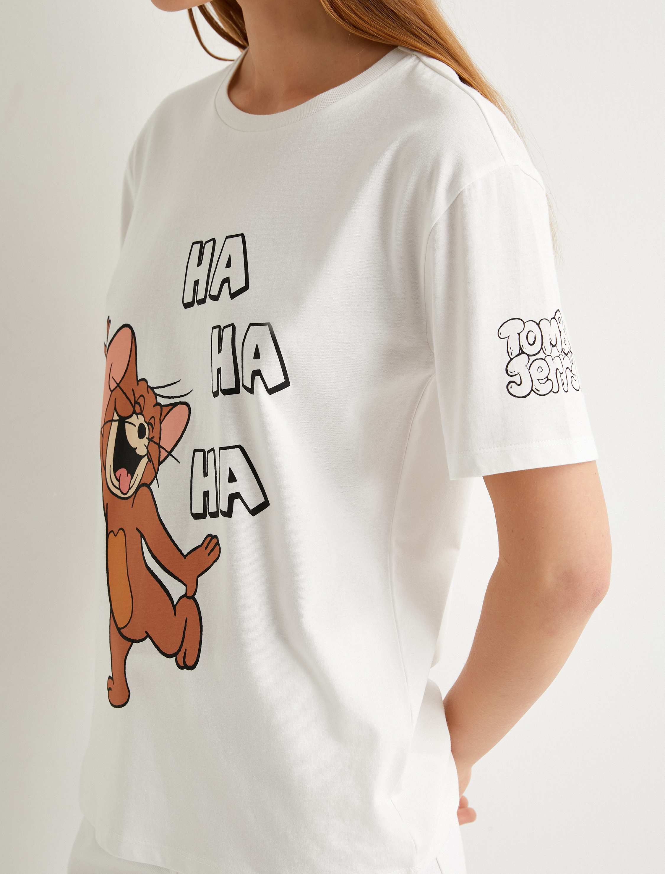   Tom ve Jerry Tişört Lisanslı Kısa Kollu Bisiklet Yaka Pamuklu