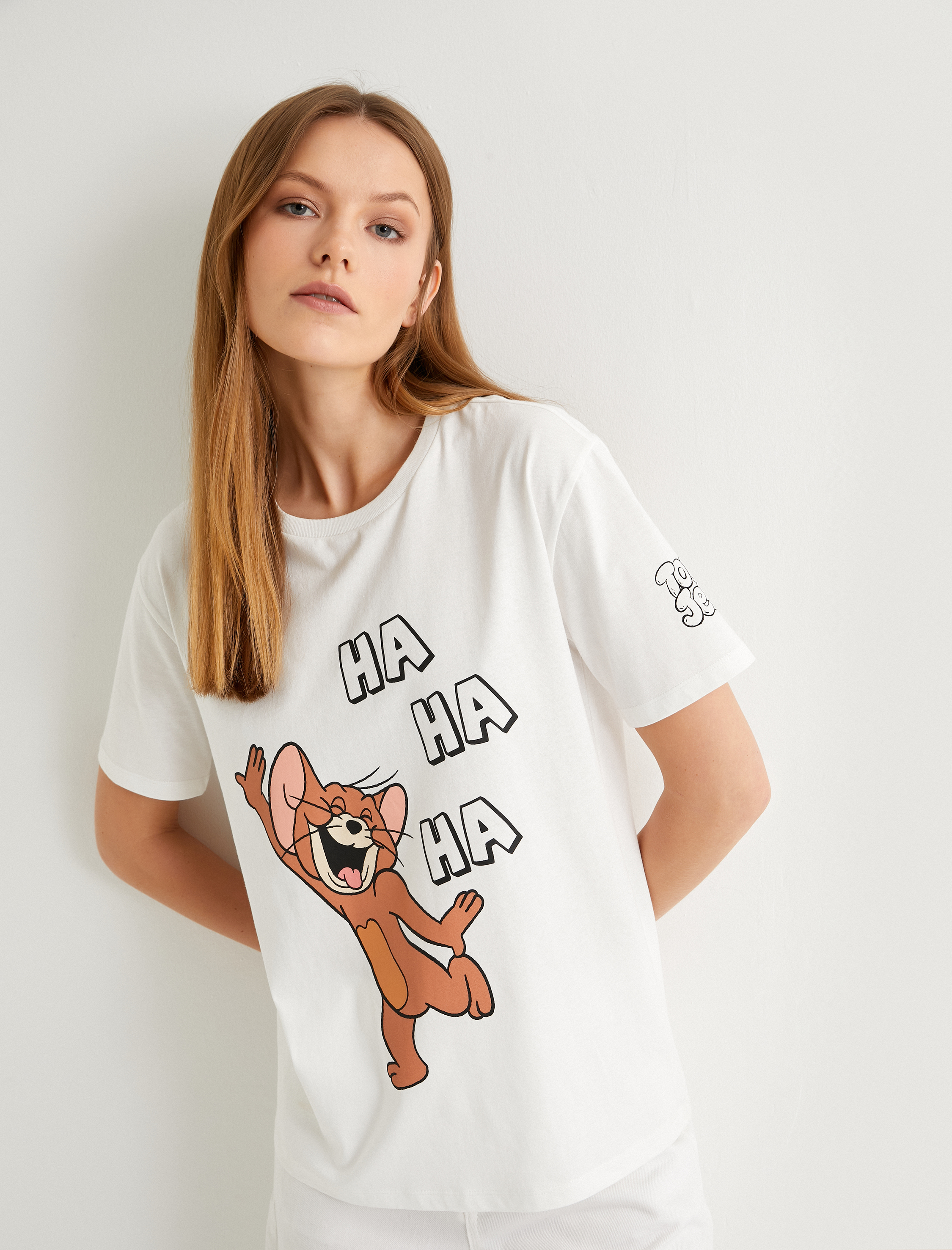   Tom ve Jerry Tişört Lisanslı Kısa Kollu Bisiklet Yaka Pamuklu