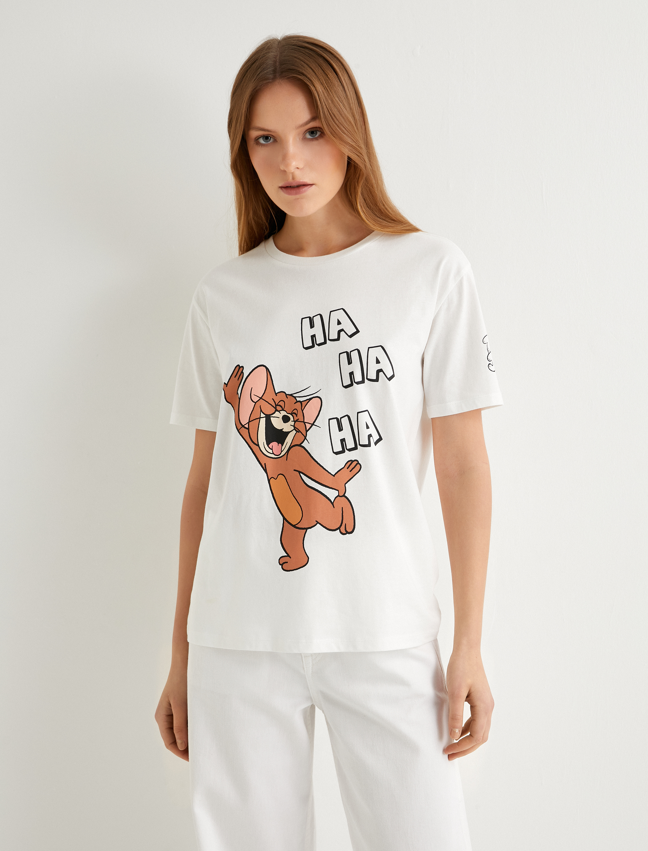   Tom ve Jerry Tişört Lisanslı Kısa Kollu Bisiklet Yaka Pamuklu