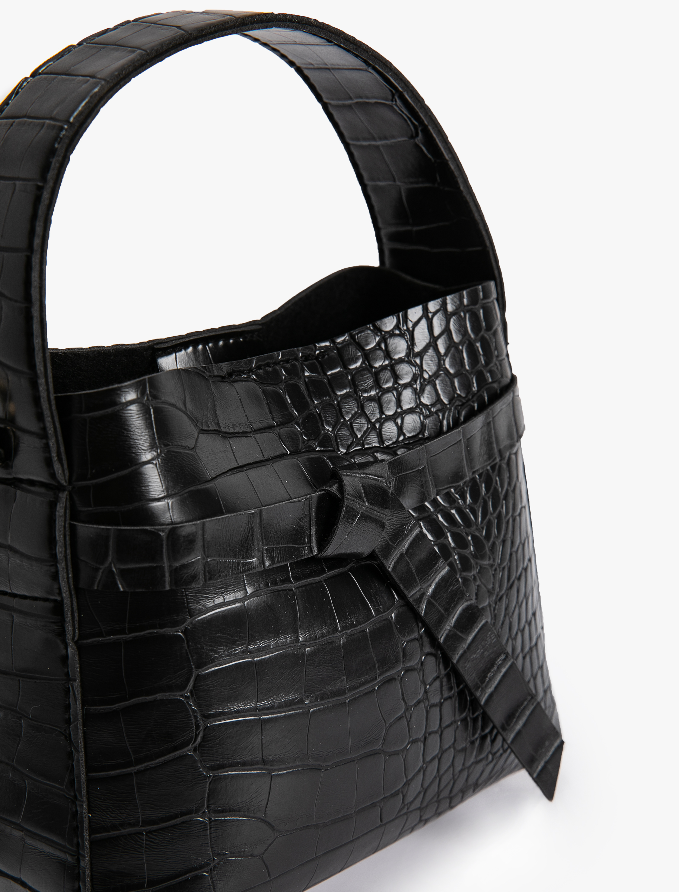  Kadın Vintage Çanta Suni Deri Kroko Tote Zincir Detaylı Saplı Askılı