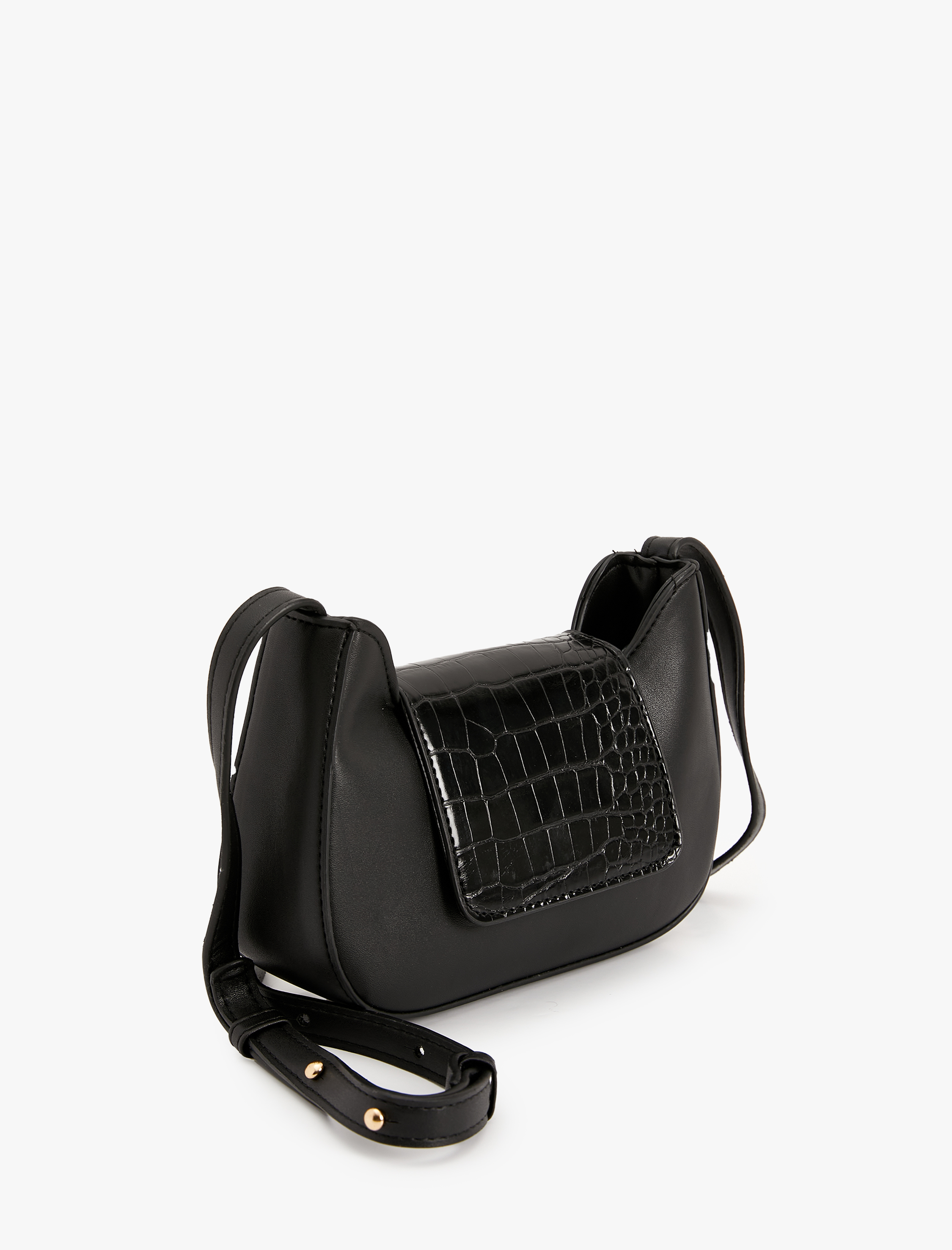  Kadın Küçük Çapraz Çanta Kapaklı Renk Kontrastlı Suni Deri