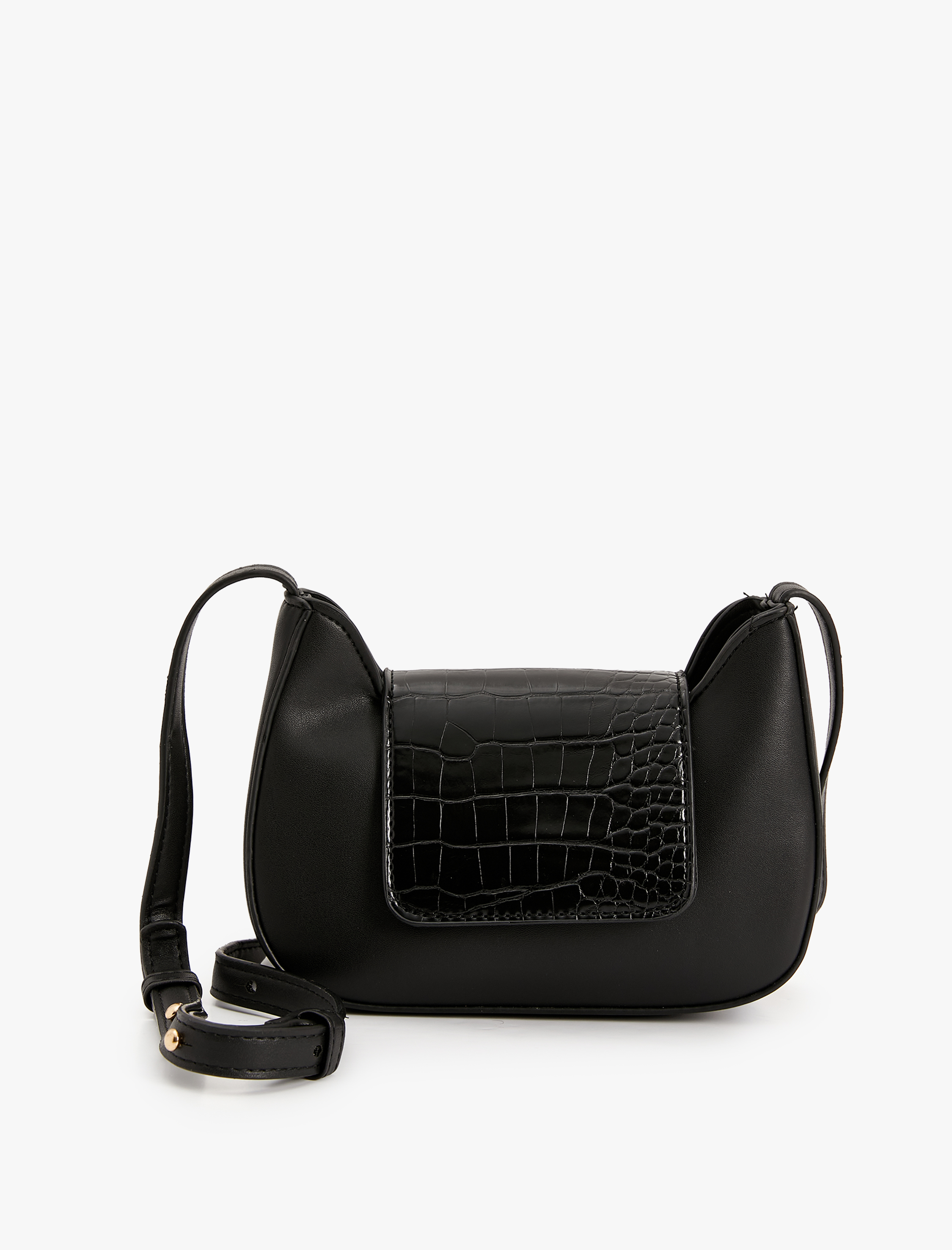  Kadın Küçük Çapraz Çanta Kapaklı Renk Kontrastlı Suni Deri