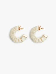 Hacimli Halka Küpe Kumaş Detaylı