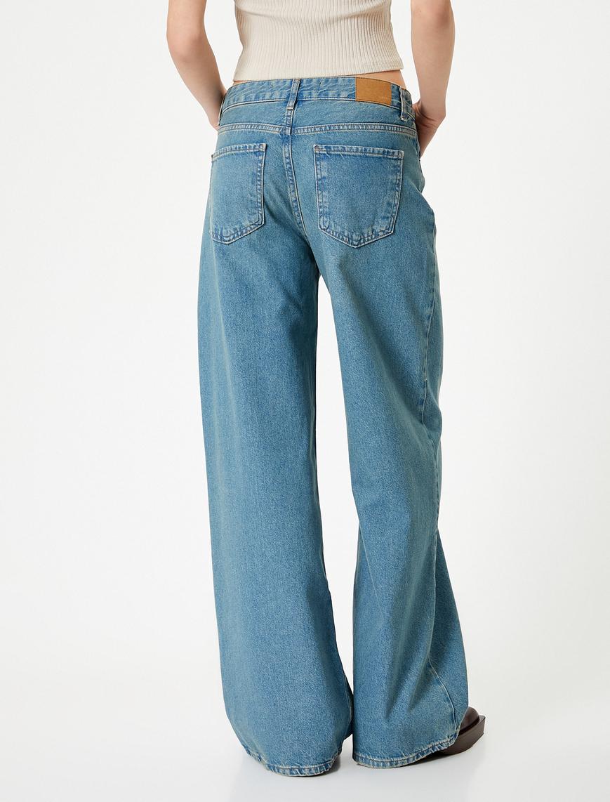   Bol Kalıp Düz Paça Kot Pantolon Pamuklu Cepli - Loose Straight Fit Jean