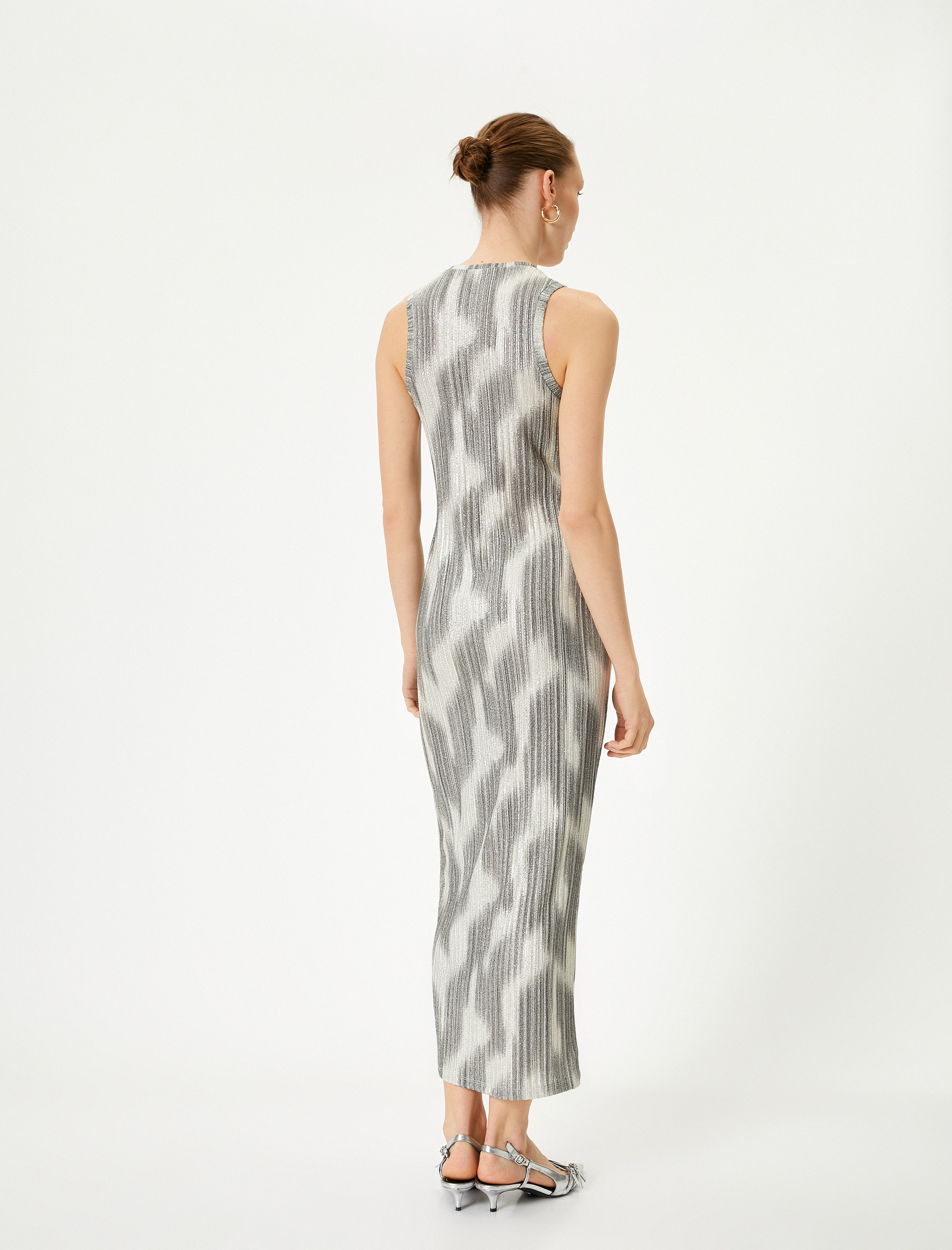   Uzun Elbise Fitilli Simli Slim Fit