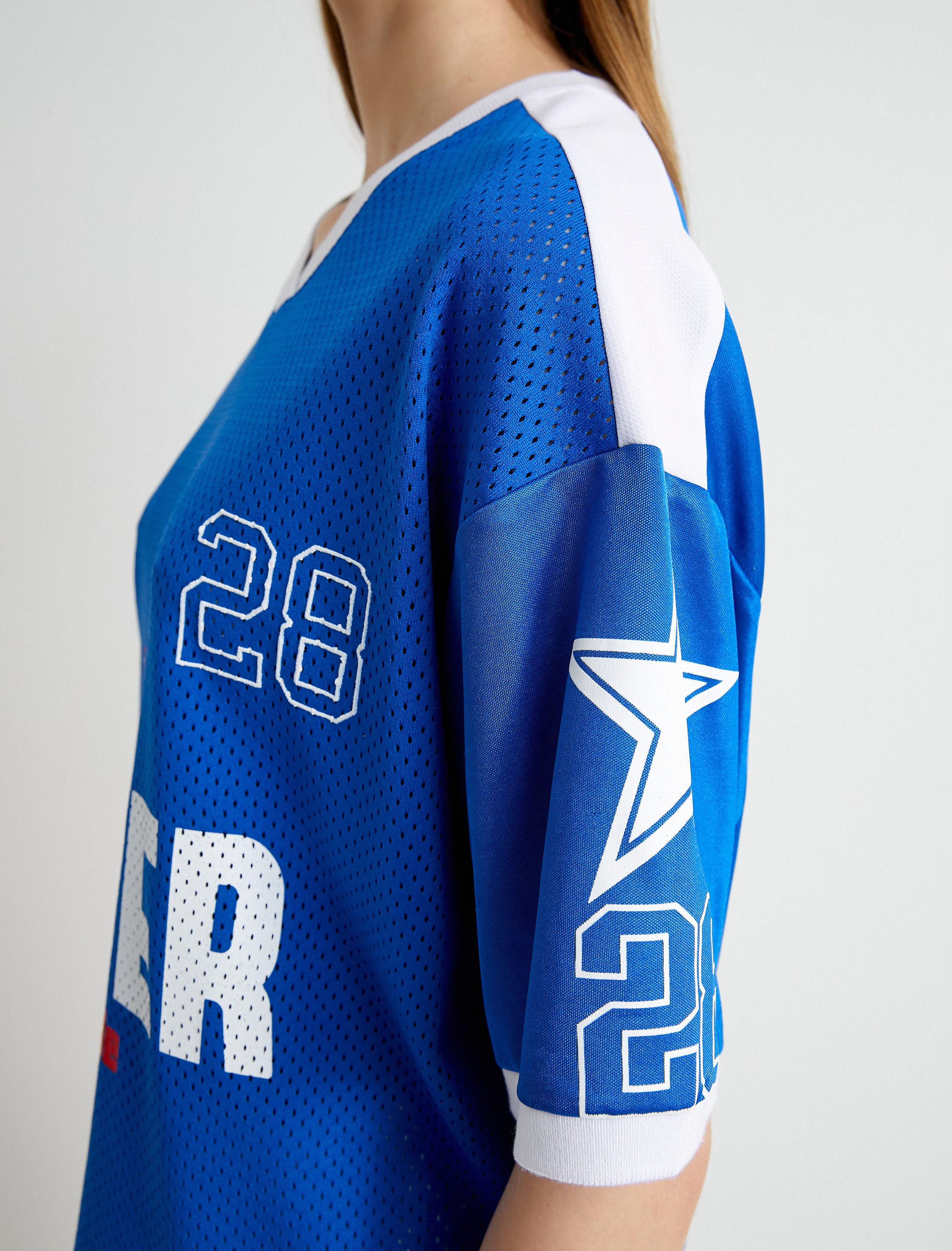   Forma Tişört V Yaka Kısa Kollu Renk Bloklu Baskılı