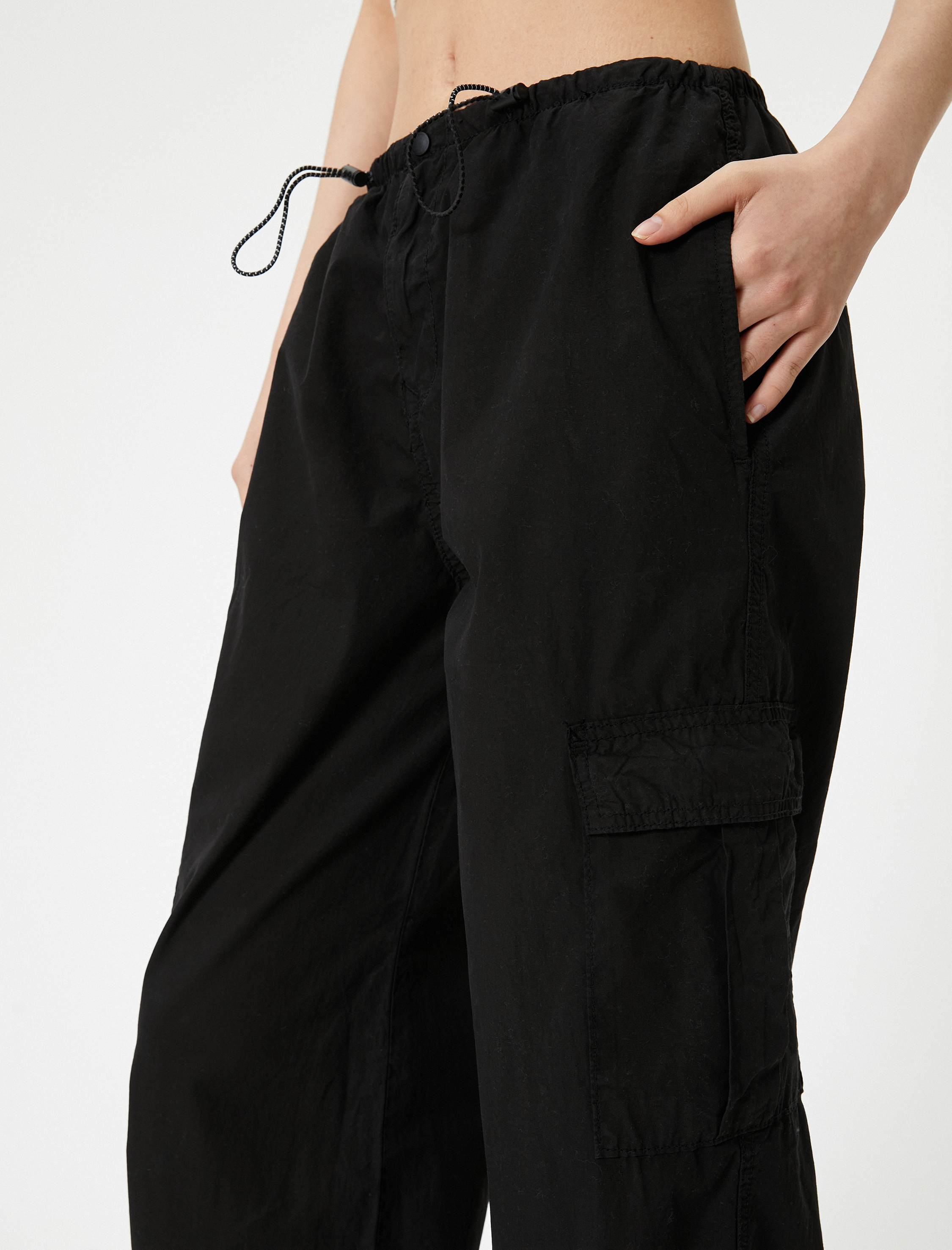   Oversize Kargo Pantolon Düşük Bel Beli Lastikli Stoperli Cepli