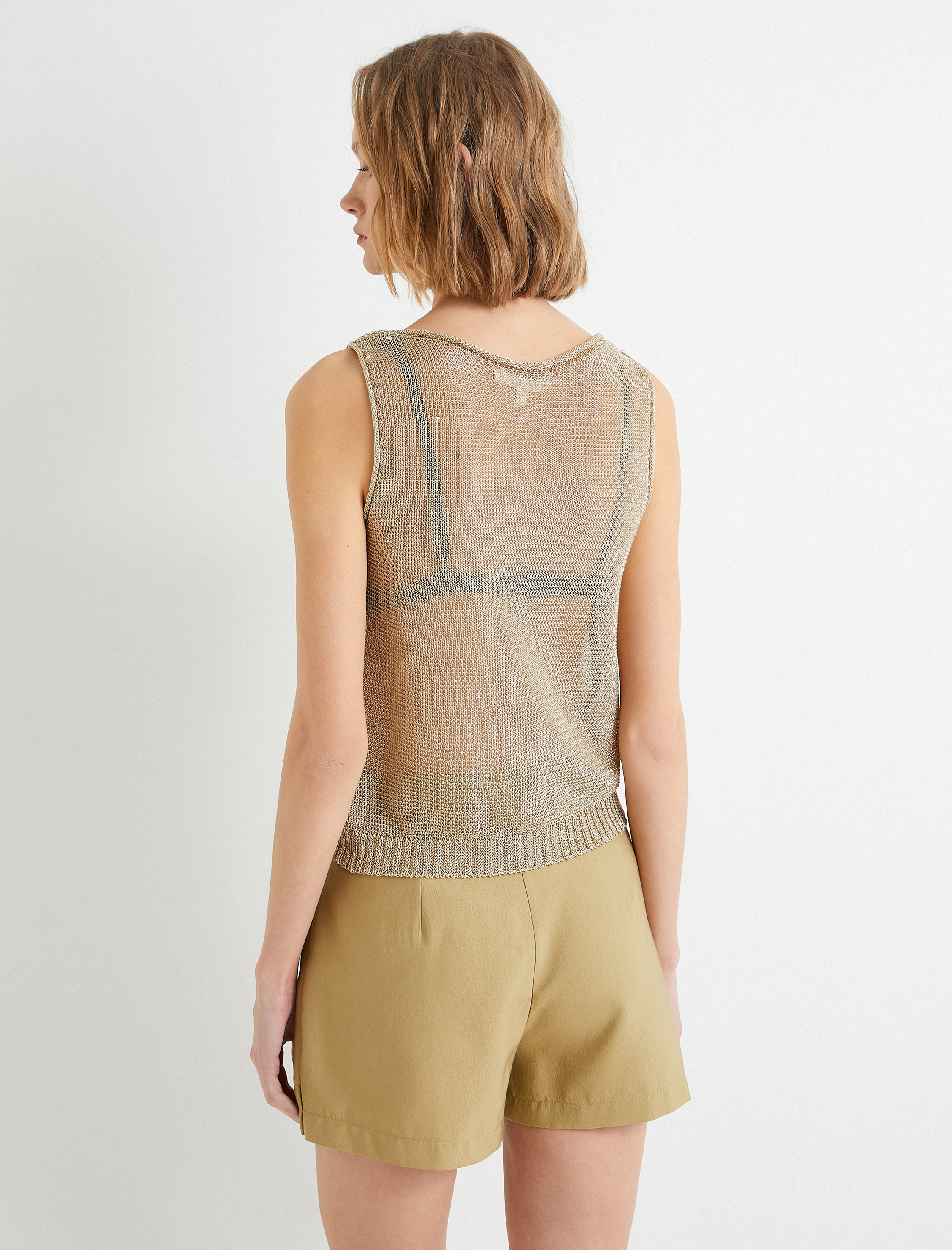   Parlak Kroşe Atlet Yuvarlak Yaka