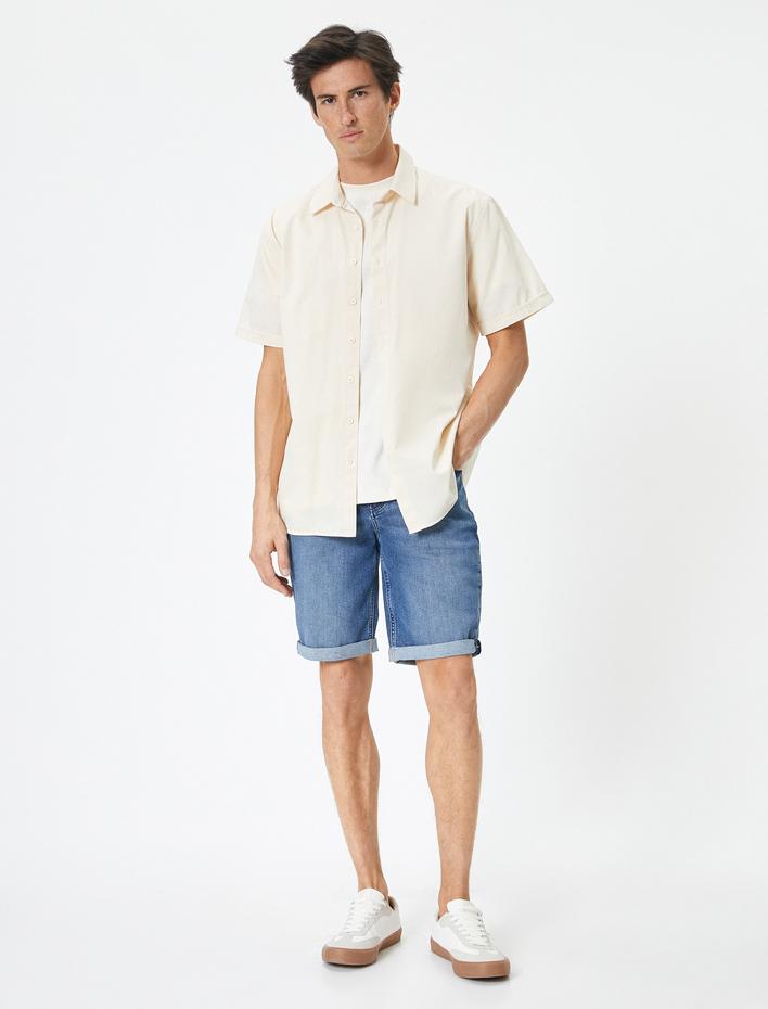  Kot Şort Düğmeli Cepli Katlı Paça Detaylı