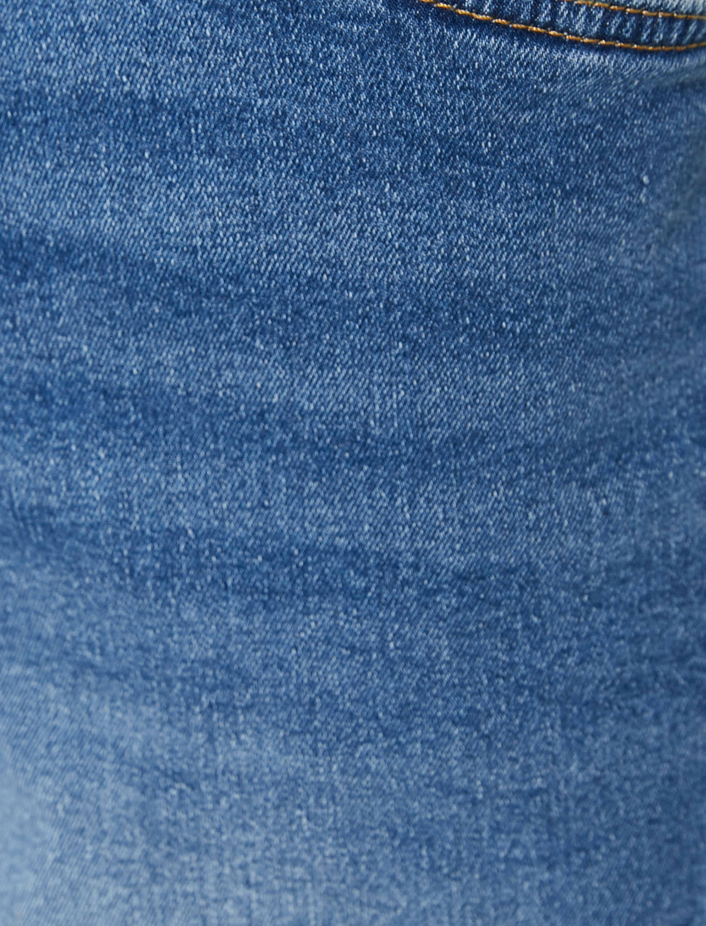   Kot Şort Slim Fit Düğmeli Cepli Katlı Paça Detaylı