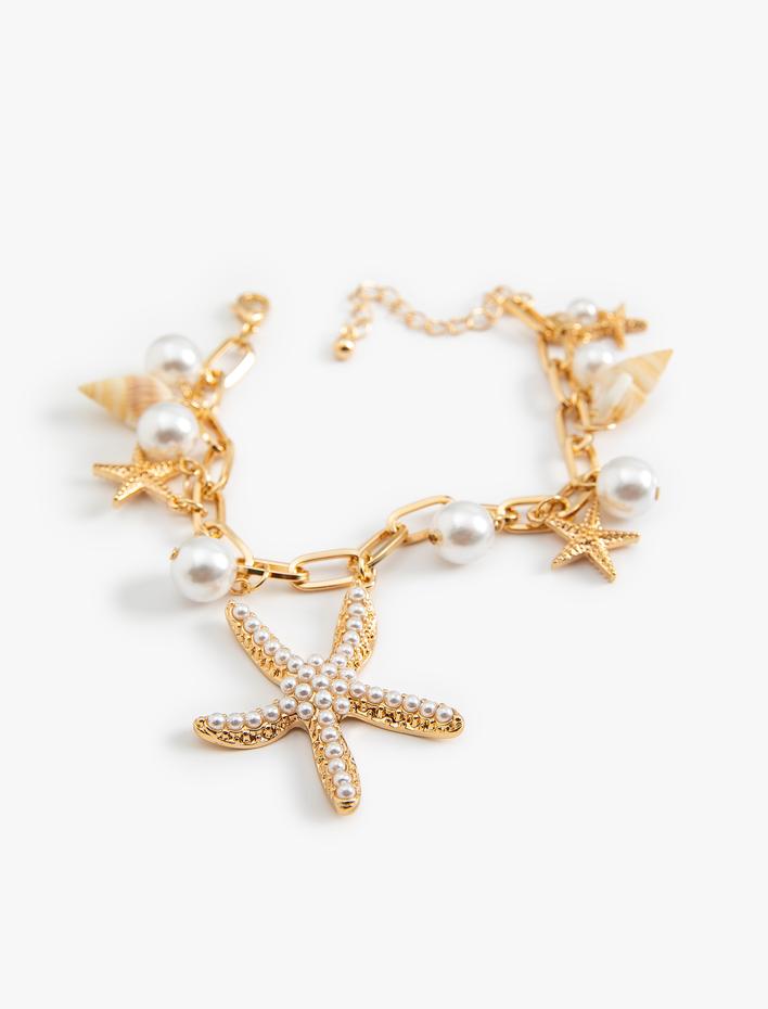 Kadın Zincir Bileklik Deniz Yıldızı Detaylı Sallantılı