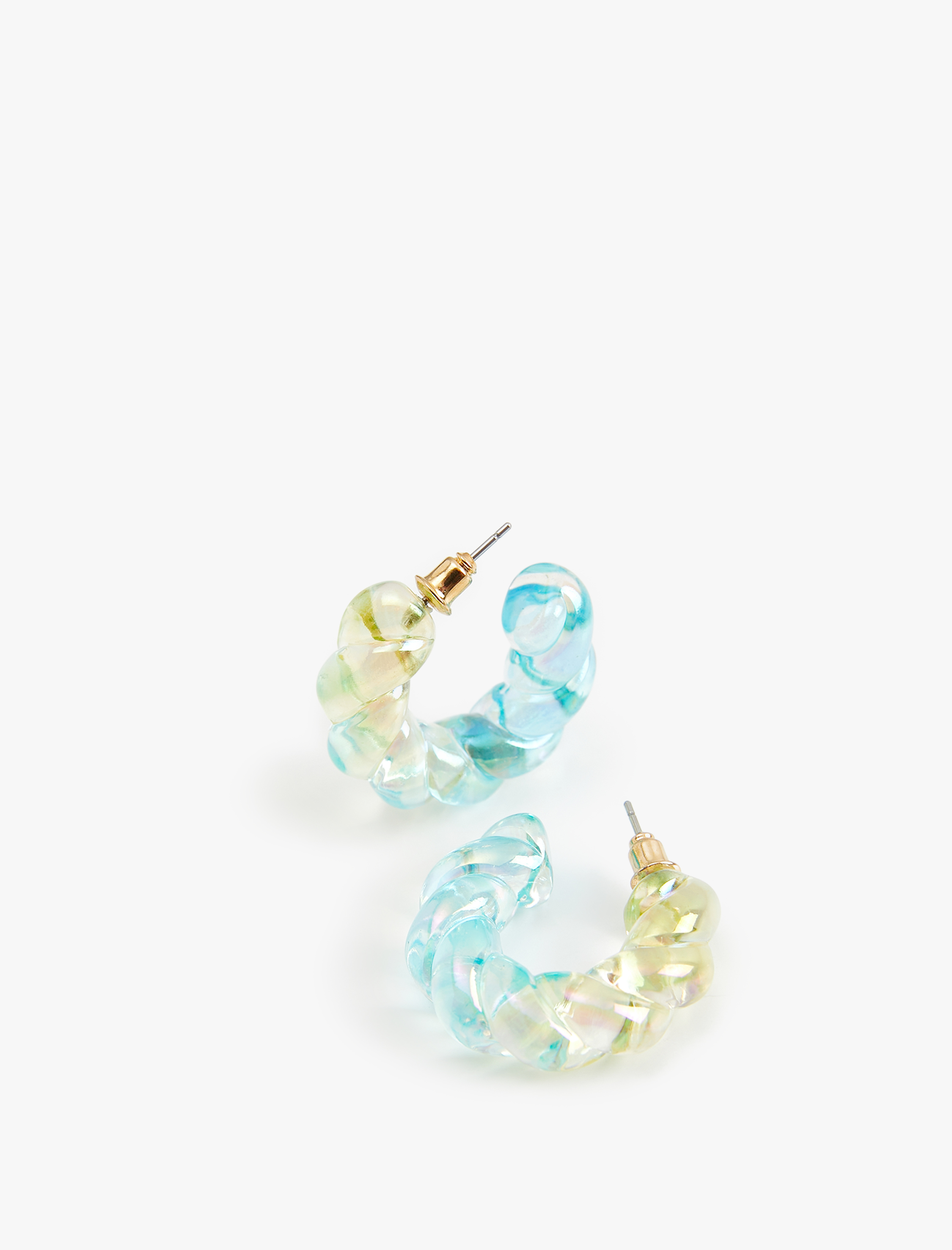  Kadın Hacimli Halka Küpe Burgulu Şeffaf Parlak