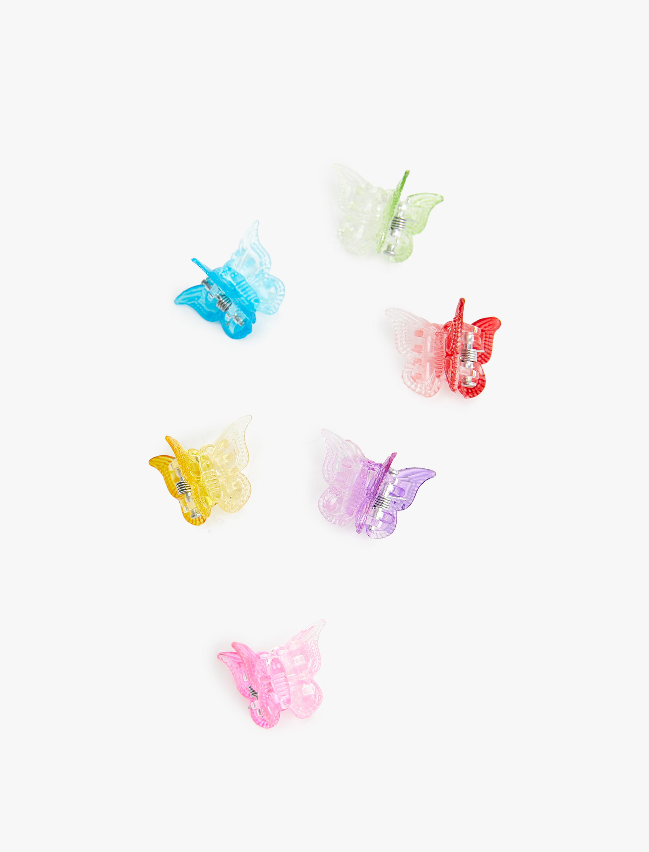  Kız Çocuk Kelebekli Toka Seti 6'lı Çok Renkli