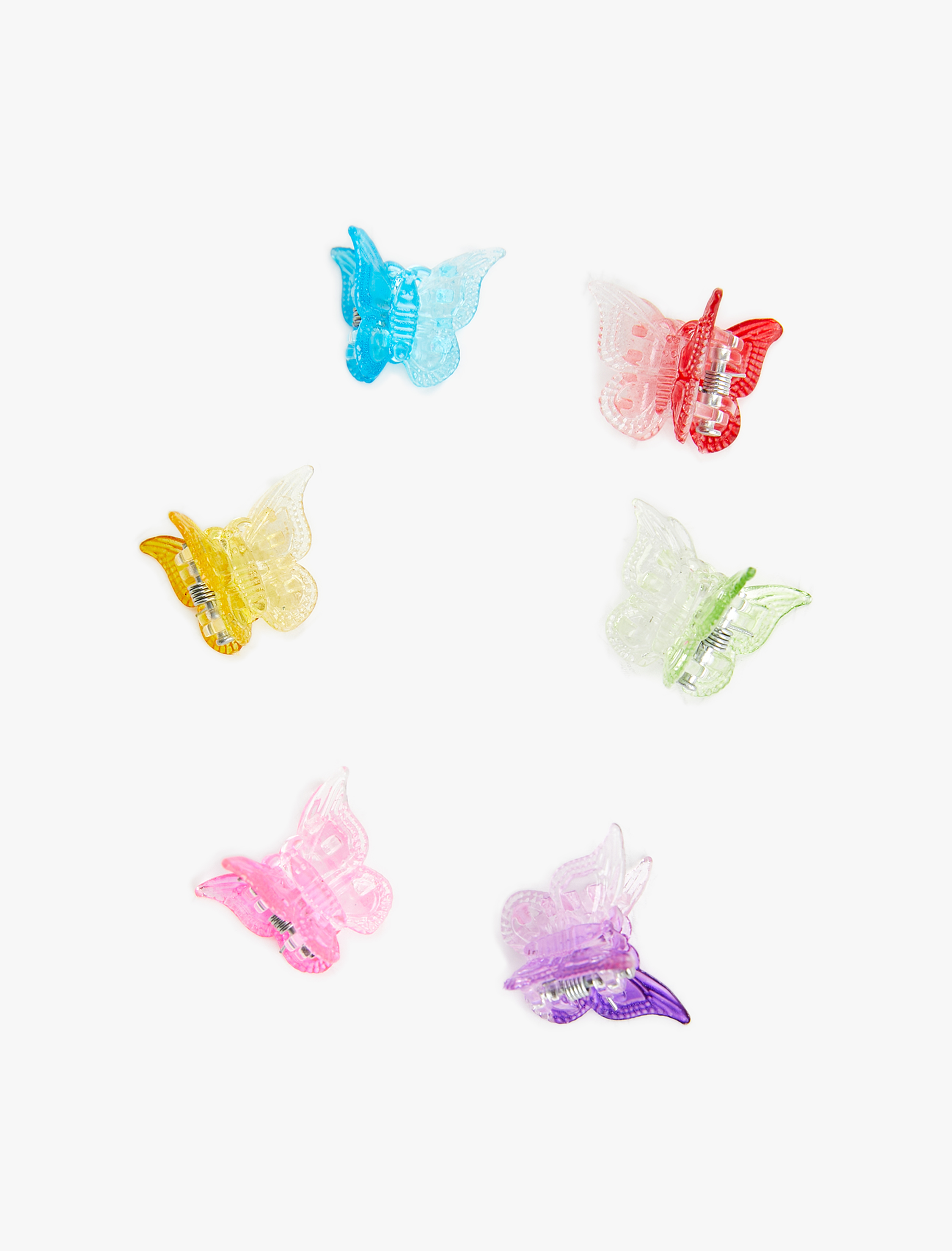  Kız Çocuk Kelebekli Toka Seti 6'lı Çok Renkli