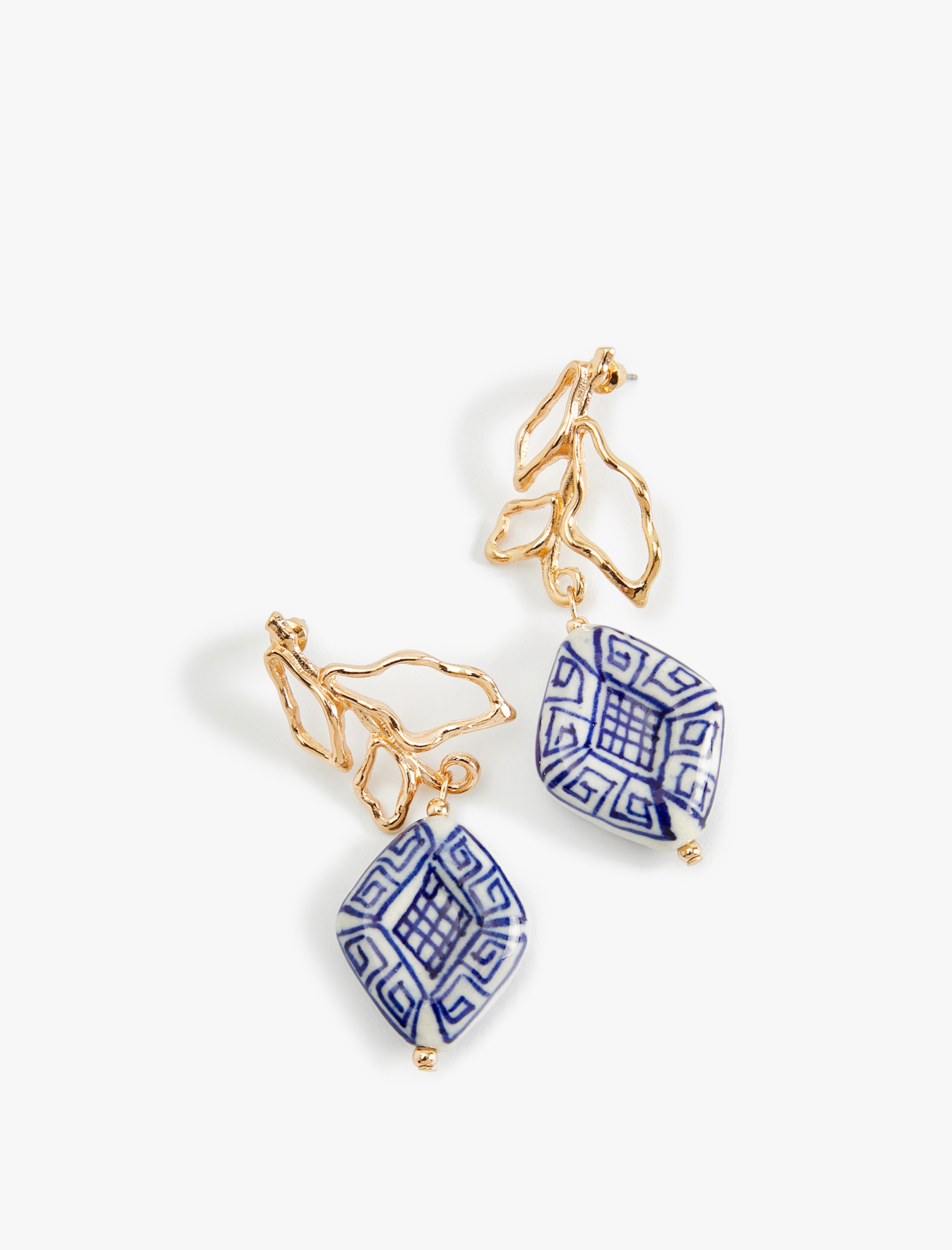  Kadın Çelik Karışımlı Sallantılı Seramik Detaylı Soyut Küpe