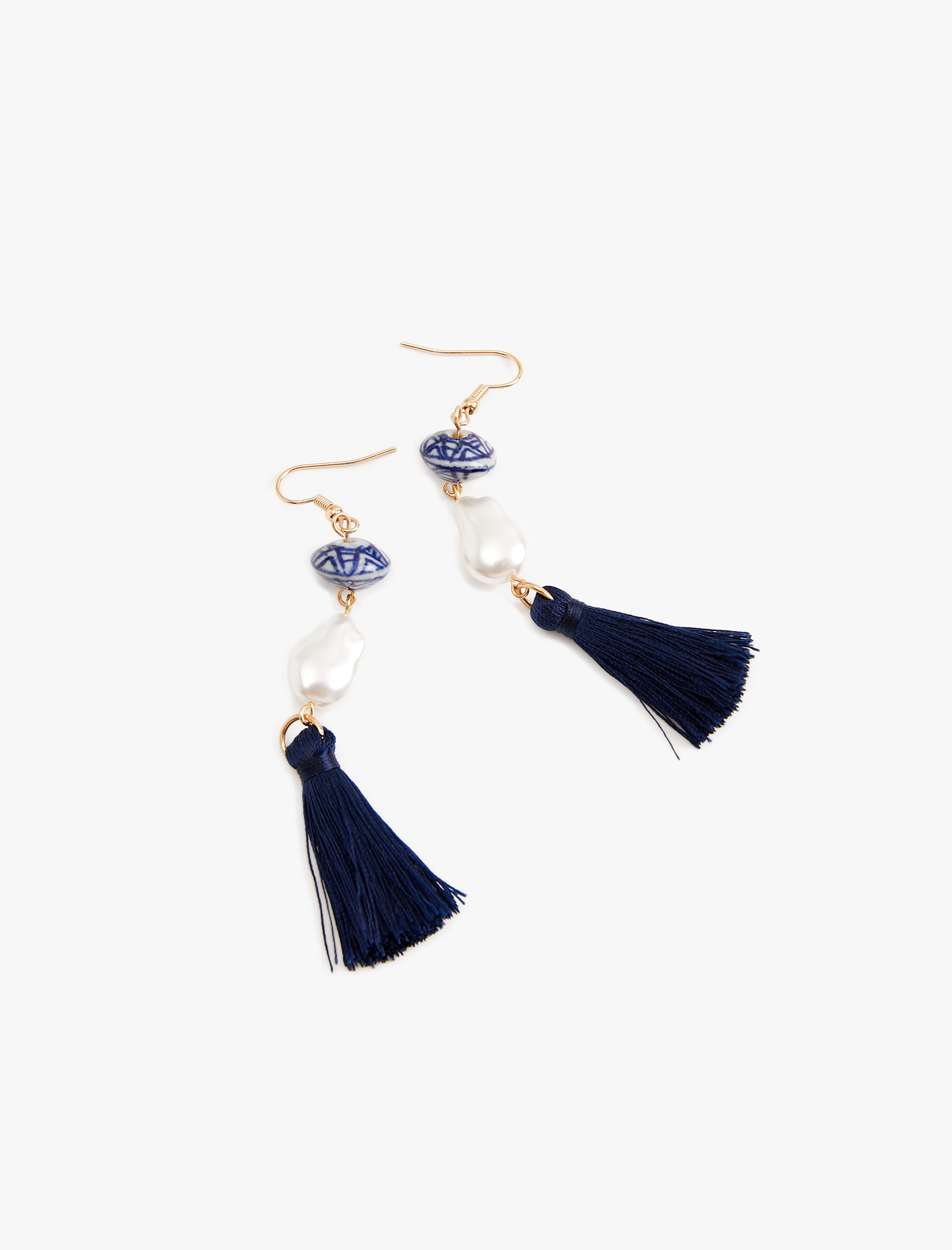  Kadın İncili Küpe Püsküllü Seramik Detaylı