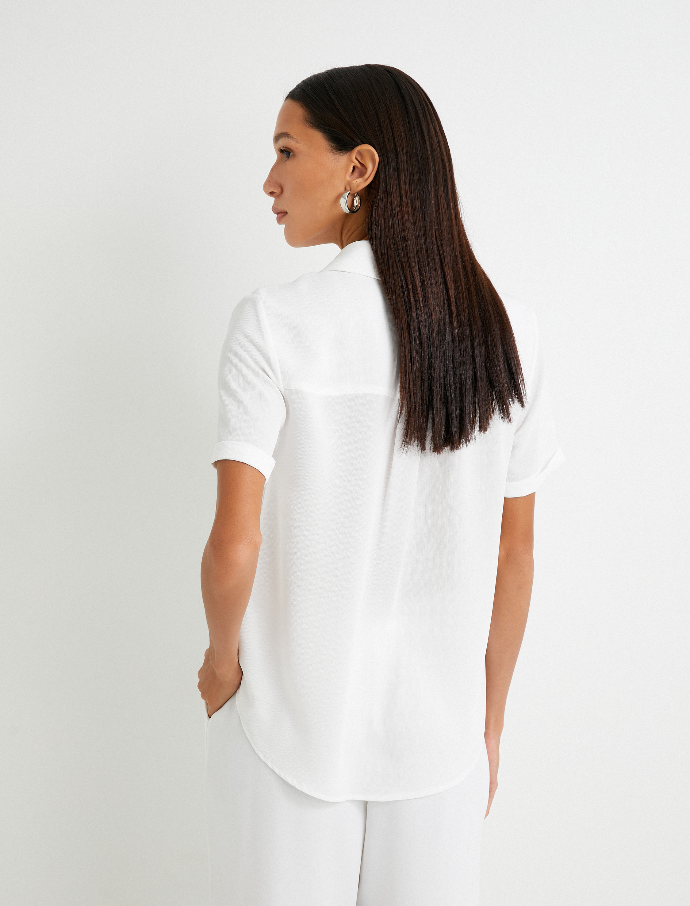   Kısa Kollu Gömlek Cepli Düğmeli Regular Fit