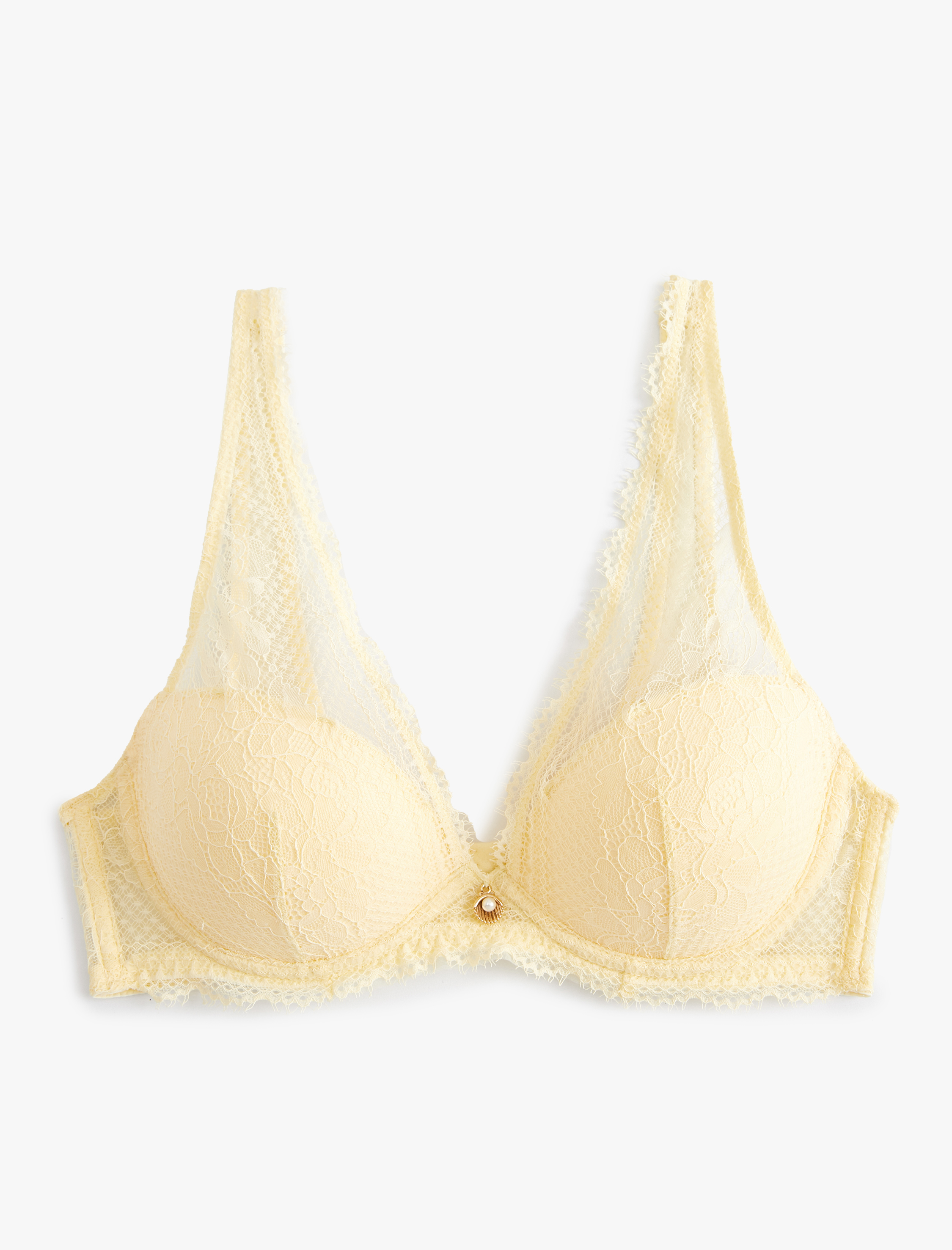   Desteksiz Sütyen Balenli Kaplı Dolgusuz Dantelli Aksesuar Detaylı