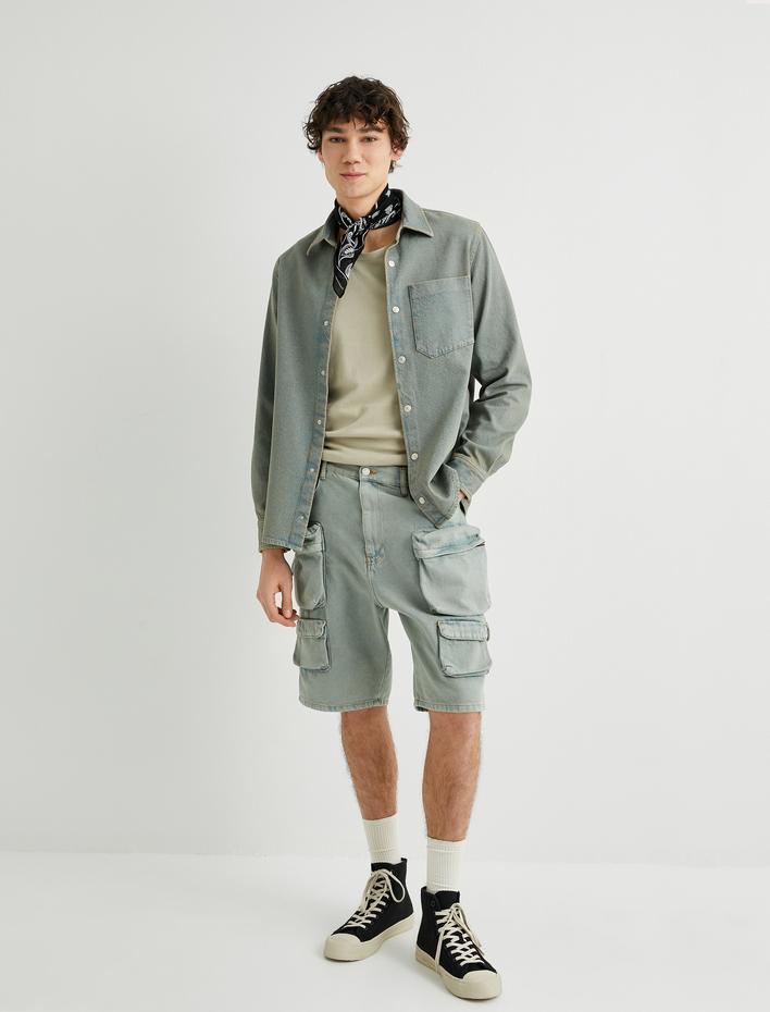  Kot Gömlek Ceket Oversize Çıtçıt Düğmeli Cep Detaylı