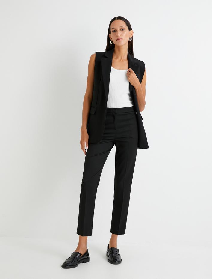  Cigarette Kumaş Pantolon Normal Bel Cepli