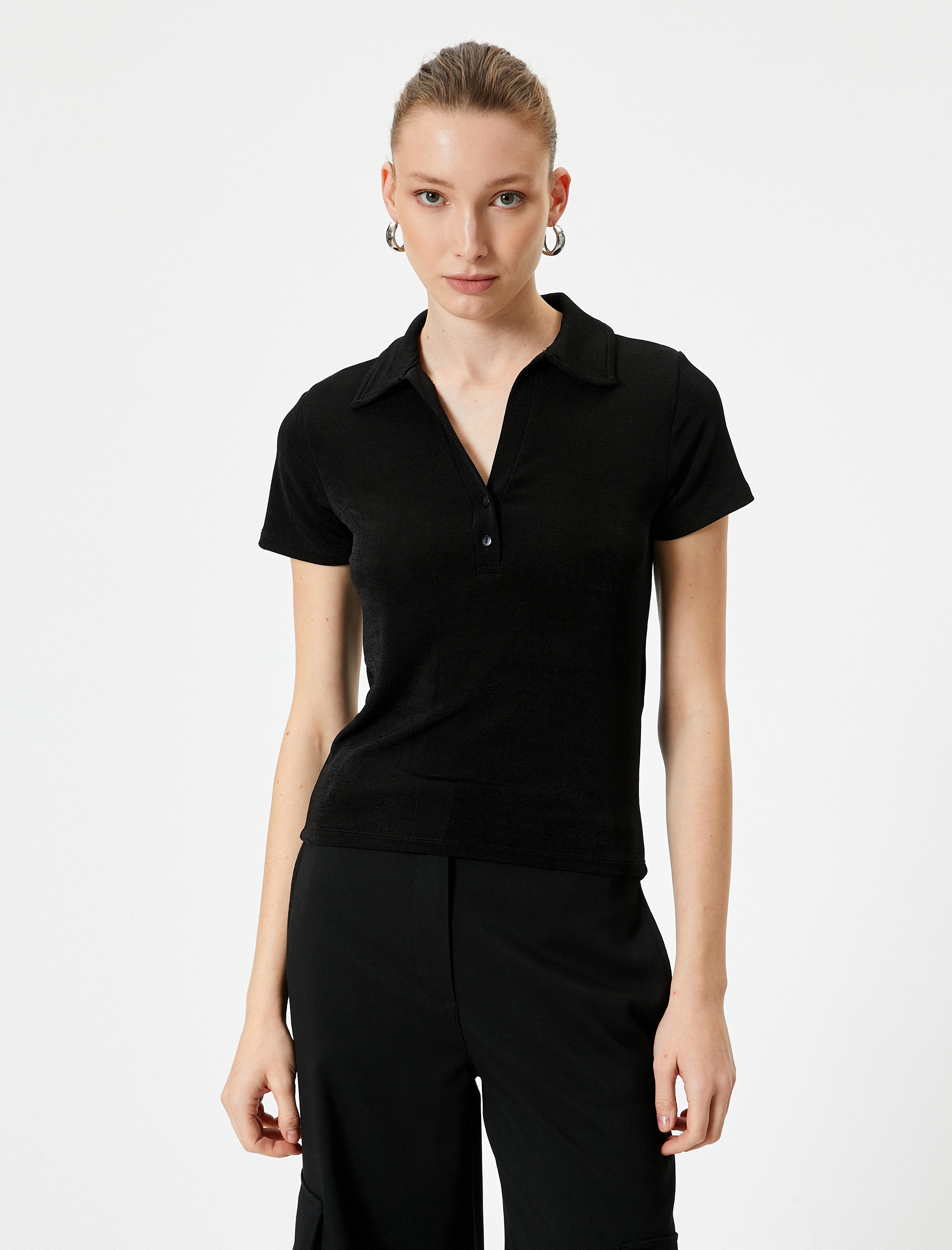   Polo Yaka Tişört Kısa Kollu Düğmeli