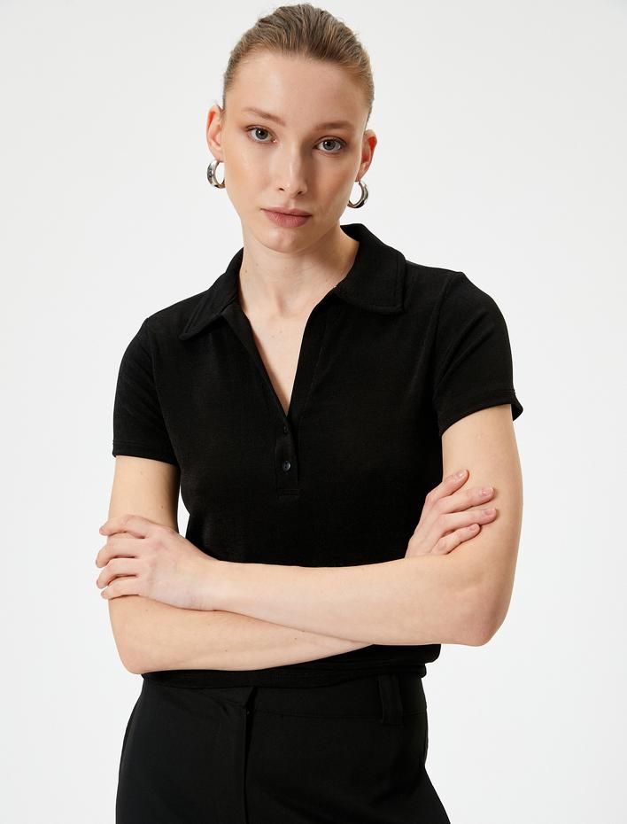  Polo Yaka Tişört Kısa Kollu Düğmeli