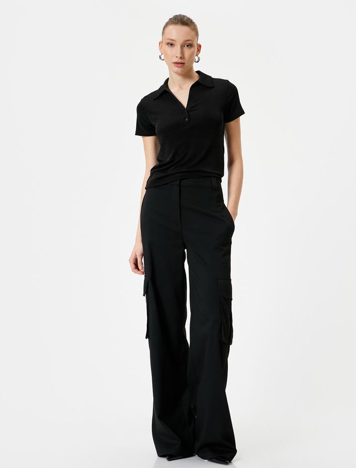  Polo Yaka Tişört Kısa Kollu Düğmeli