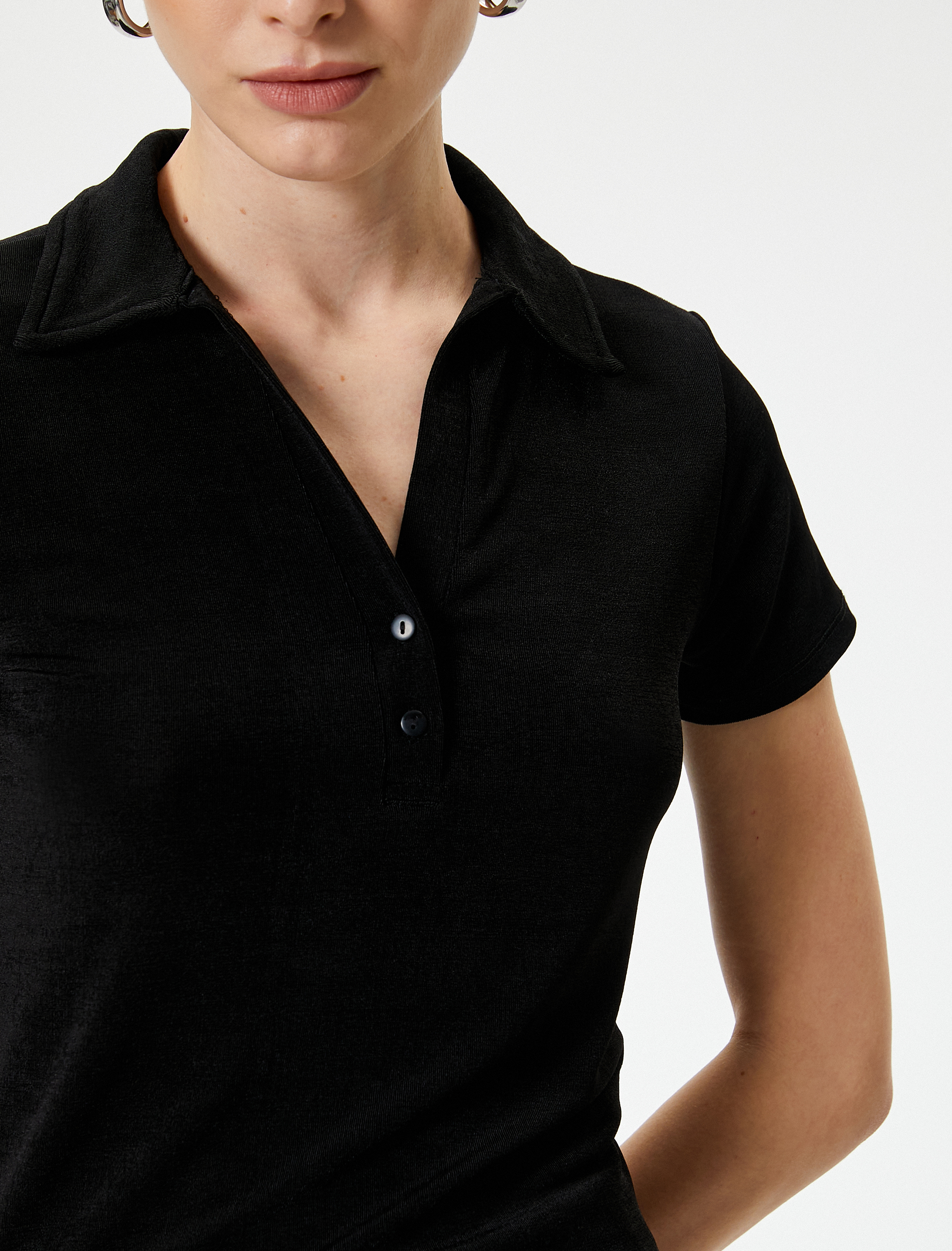   Polo Yaka Tişört Kısa Kollu Düğmeli