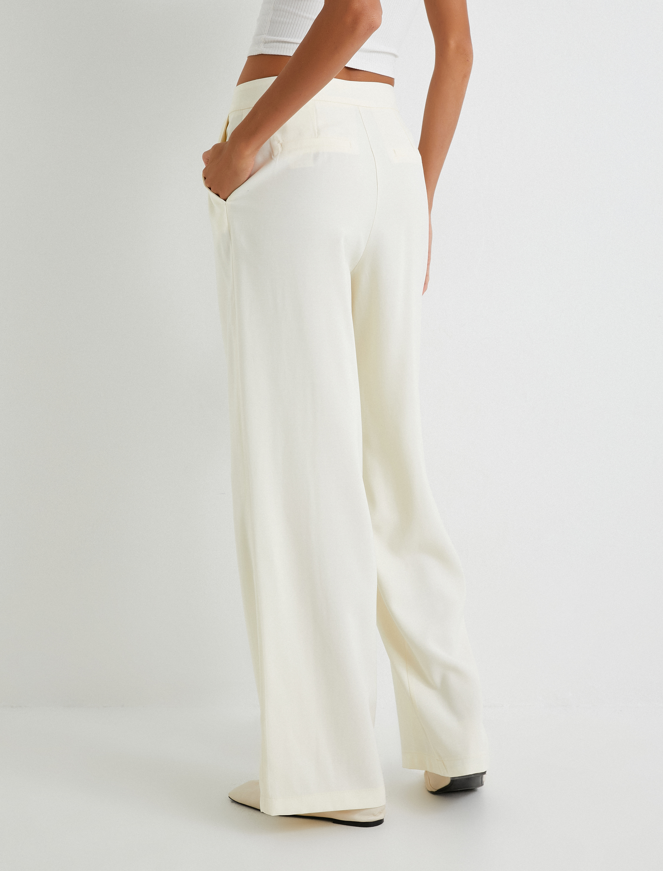   Palazzo Pantolon Normal Bel Viskon Cep Detaylı