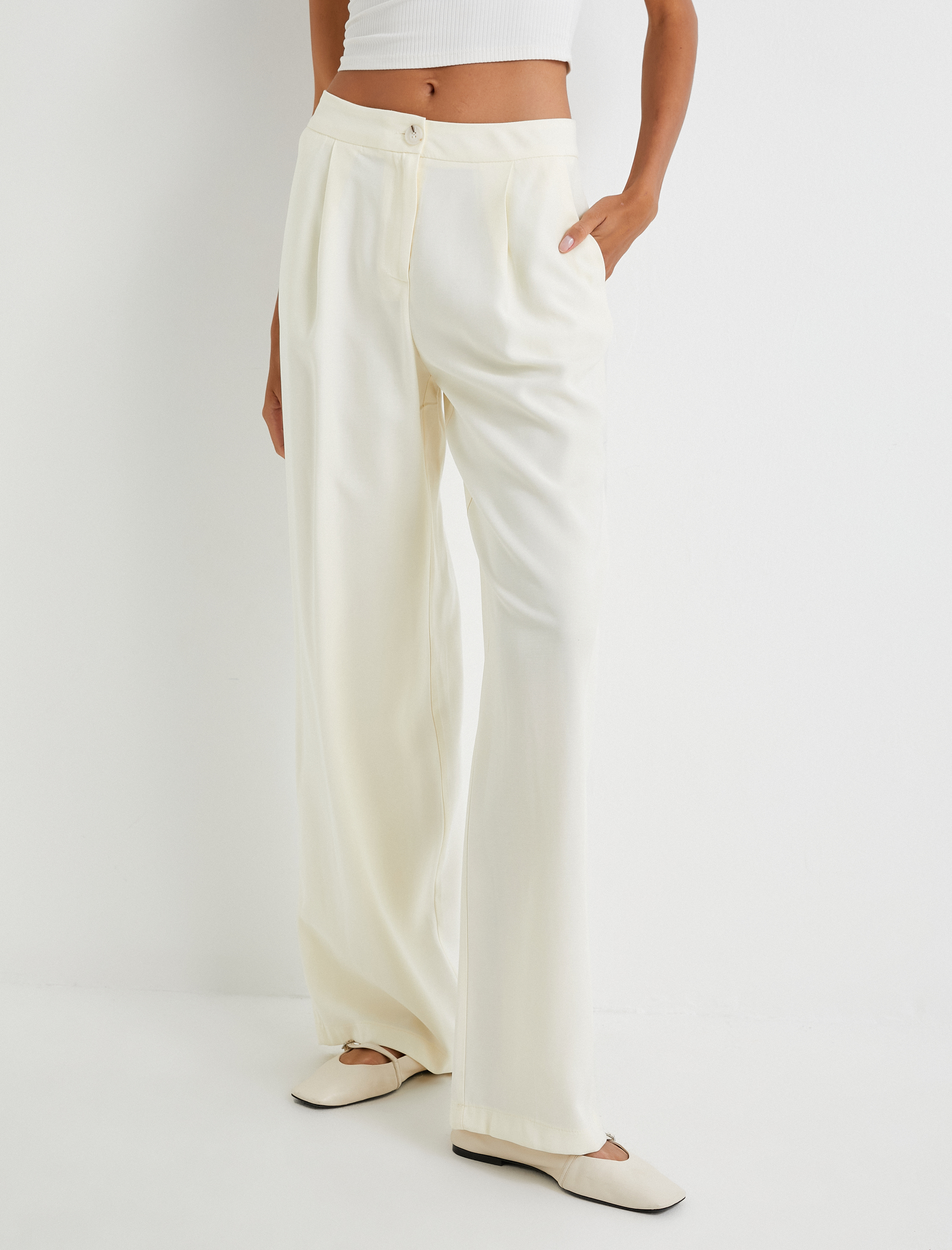   Palazzo Pantolon Normal Bel Viskon Cep Detaylı