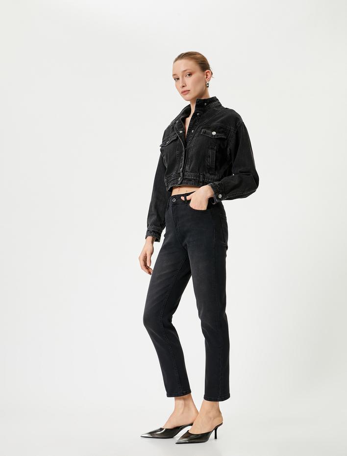  Slim Düz Paça Kot Pantolon Cepli Pamuklu - Eve Slim Jeans