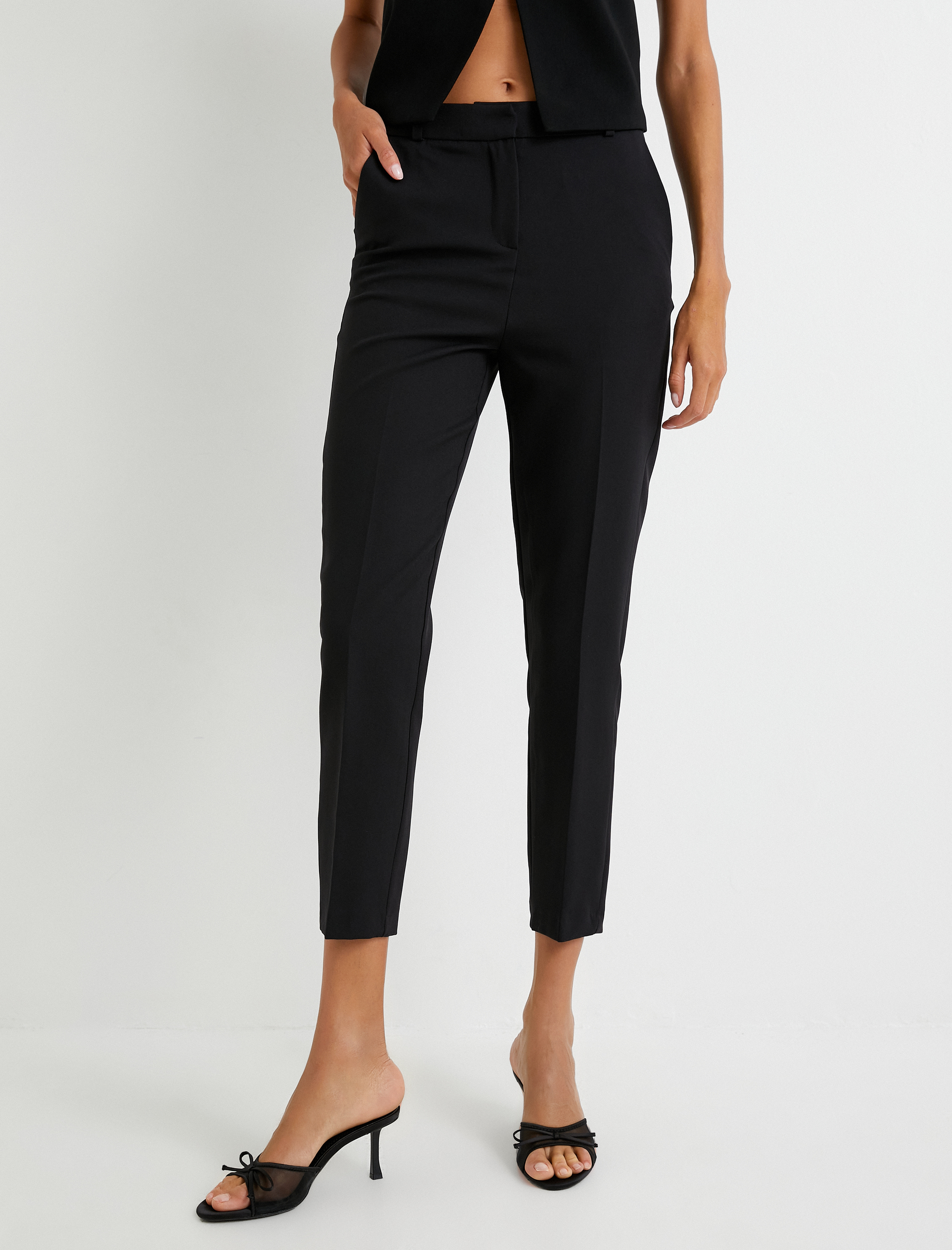   Cigarette Kumaş Pantolon Yüksek Bel Cepli